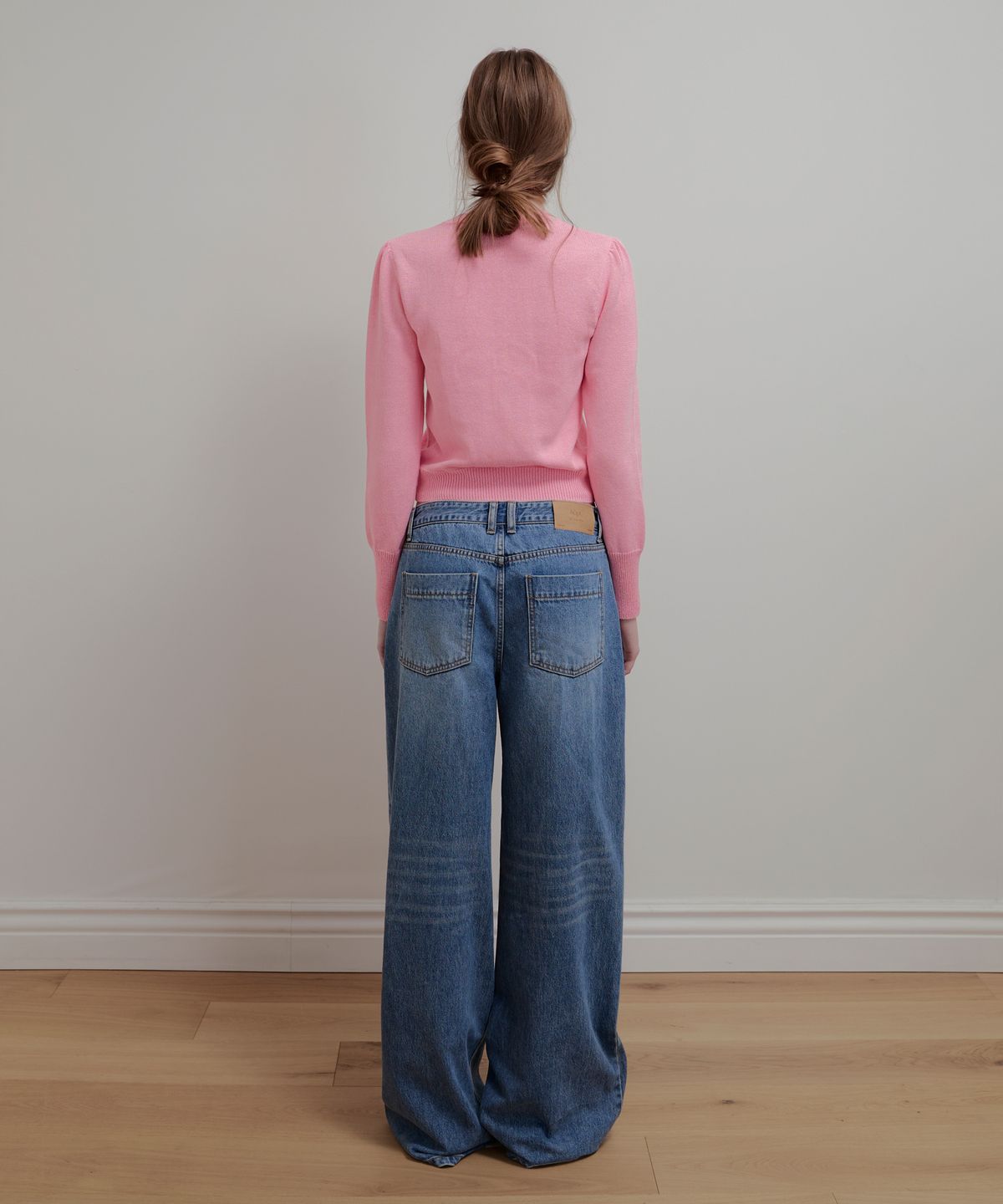 아옵트(AOPT) COVERED BUTTON PUFF CARDIGAN - PINK