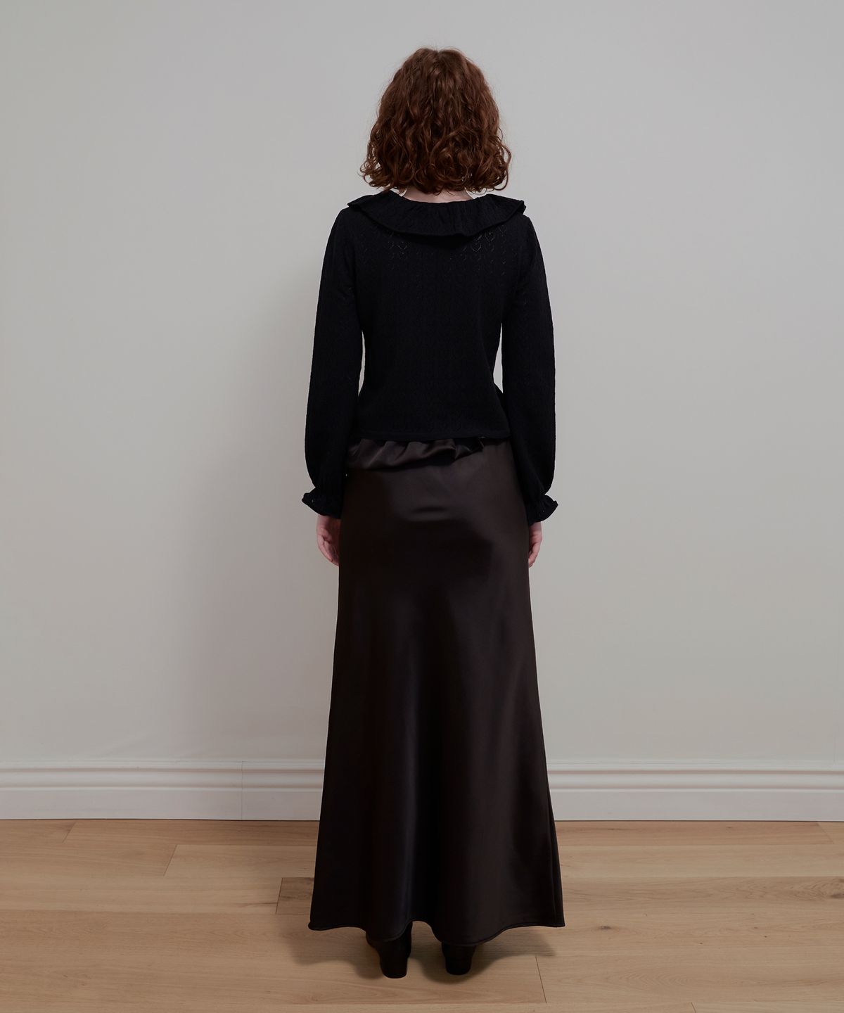 아옵트(AOPT) BALLOON DETAIL SATIN SKIRT - BLACK
