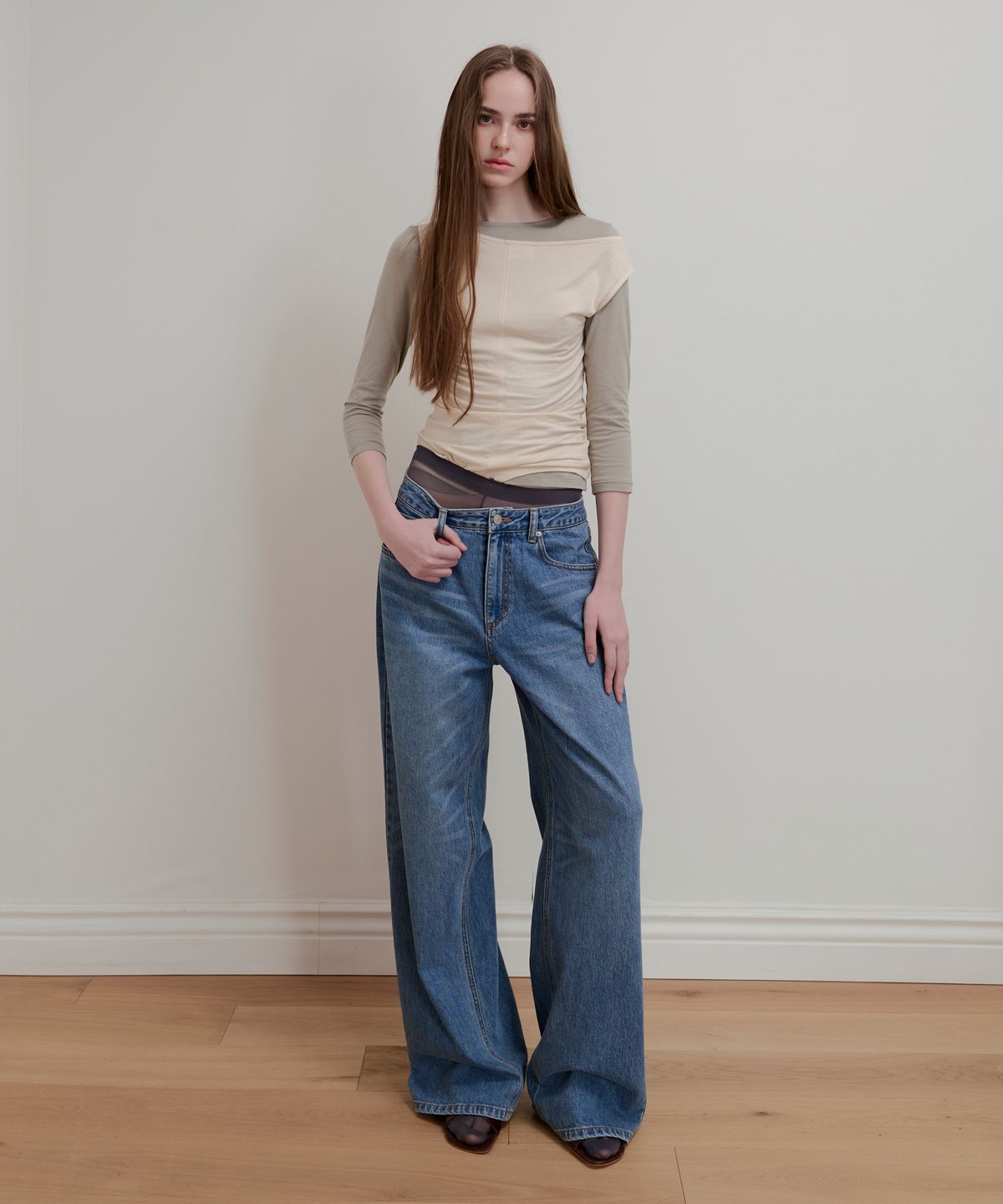 아옵트(AOPT) WHISKERS FADED DENIM PANTS - BLUE