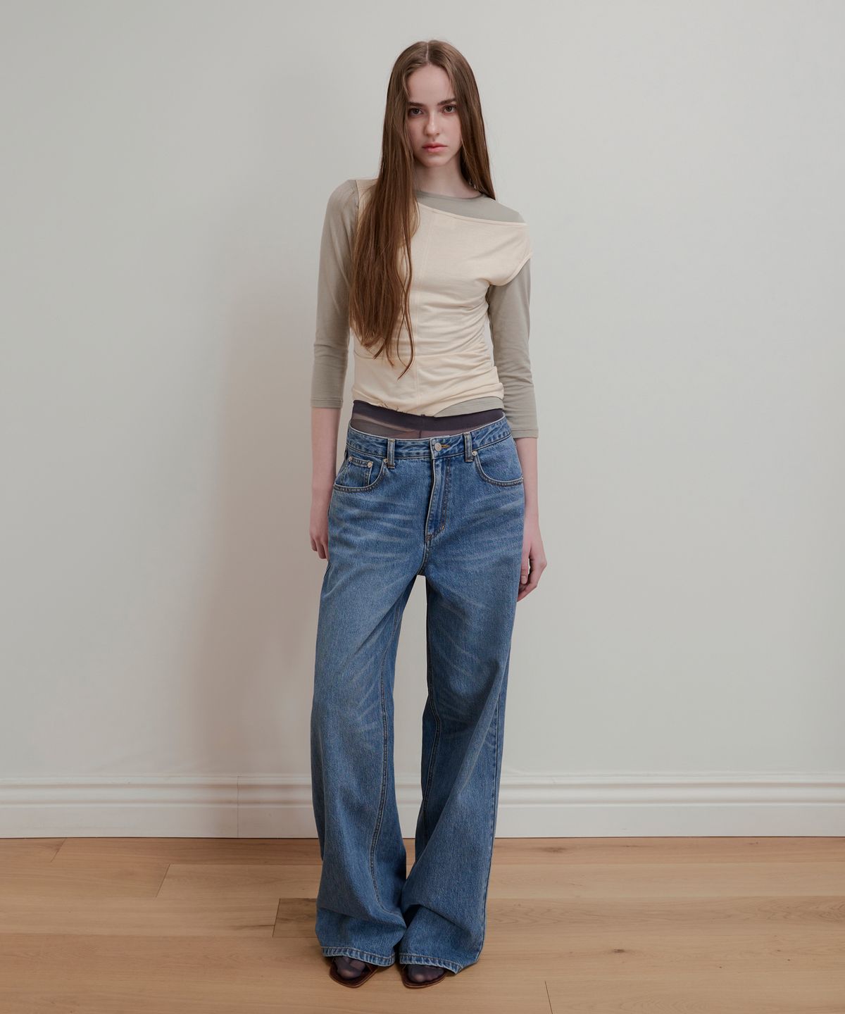 아옵트(AOPT) WHISKERS FADED DENIM PANTS - BLUE