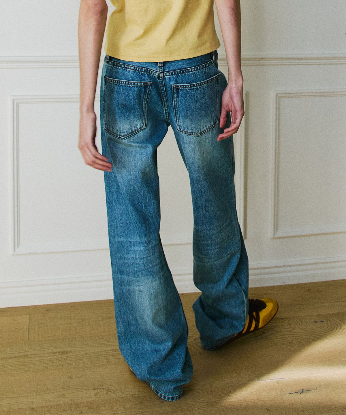 그린버터(GREENBUTTER) Wide Denim Pants (Medium blue)