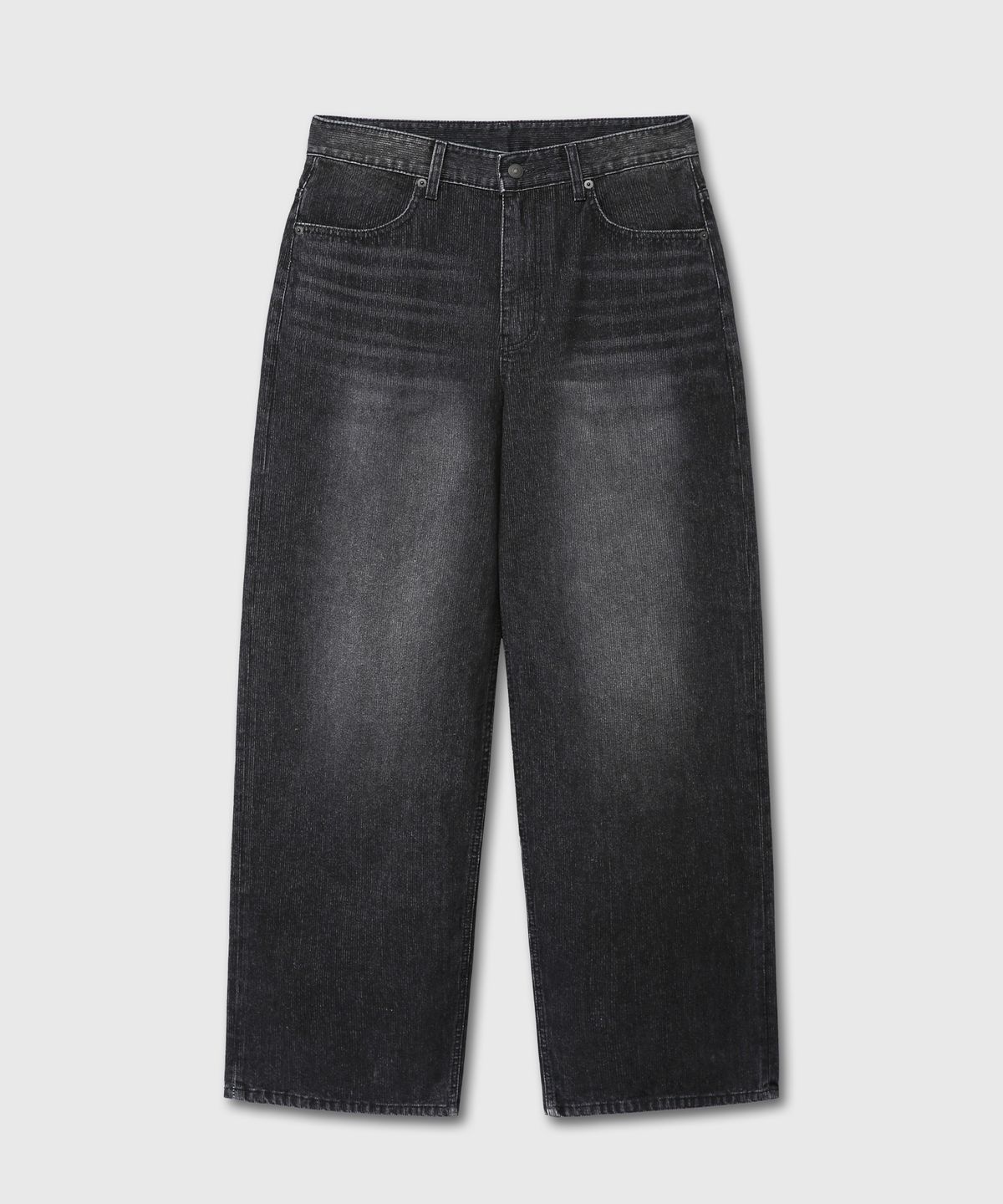 다이브인(DIVEIN) LOOSED WIDE DENIM PANTS (RIBBED BLACK)