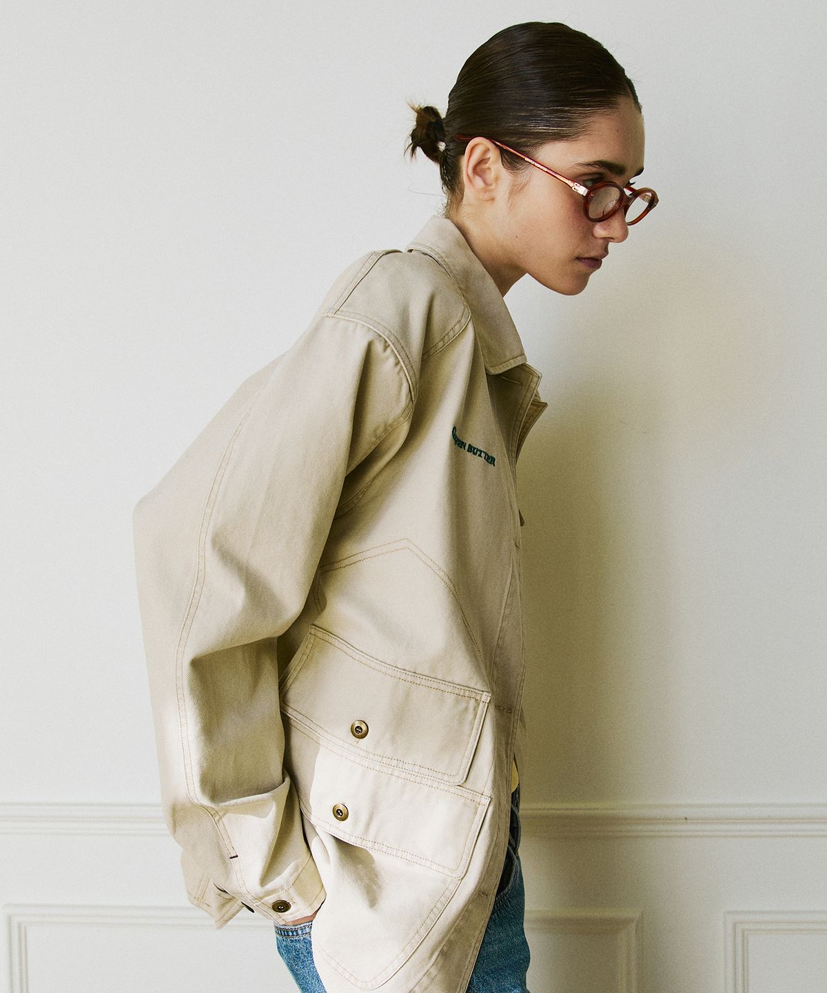 그린버터(GREENBUTTER) Cotton Utility Jacket (Beige)