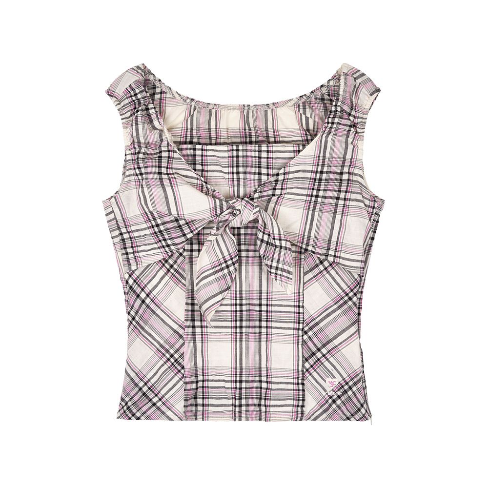 MUSINSA | NAKED SURF CLUB Check Ribbon Sleeveless (Black)