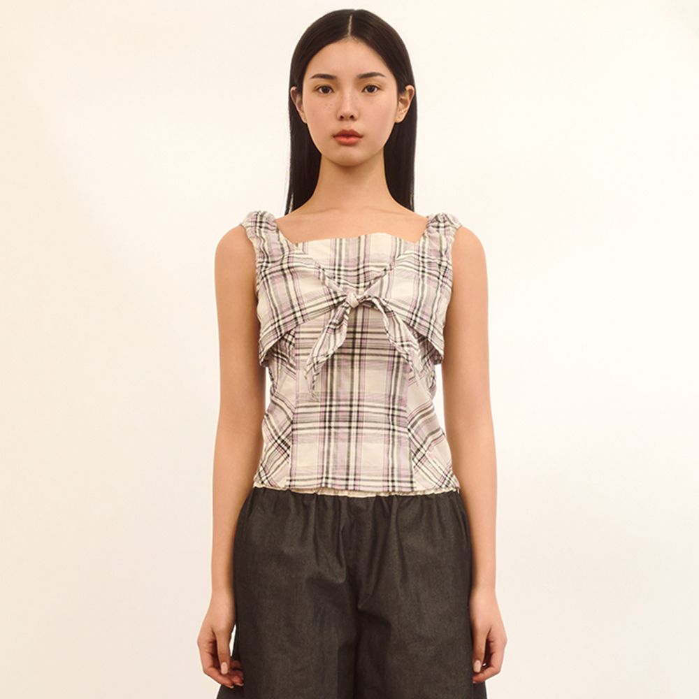MUSINSA | NAKED SURF CLUB Check Ribbon Sleeveless (Black)