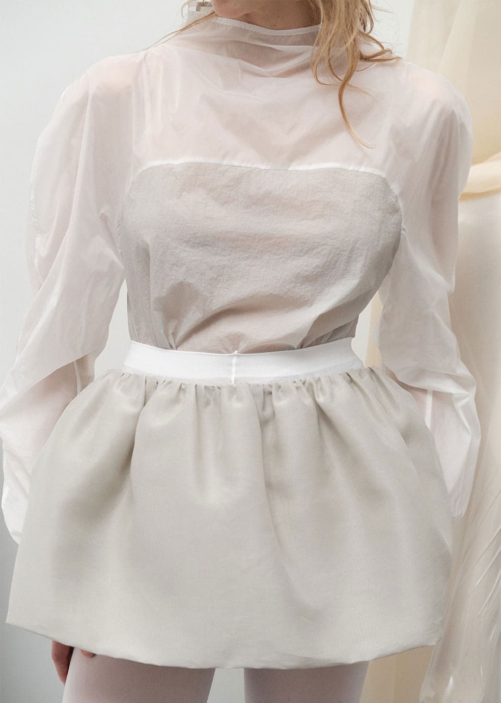 아모멘토(AMOMENTO) SHIRRING ORGANZA BELT SKIRT (2COLORS) - 사이즈