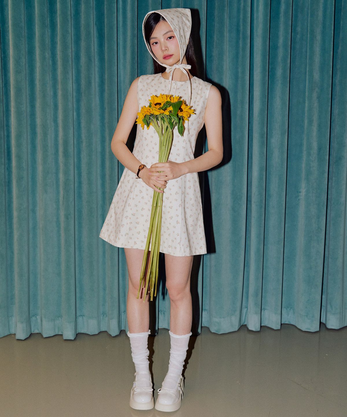 제로플래닛(ZEROPLANET) 카리나 버튼 원피스 세트 [FLOWER]