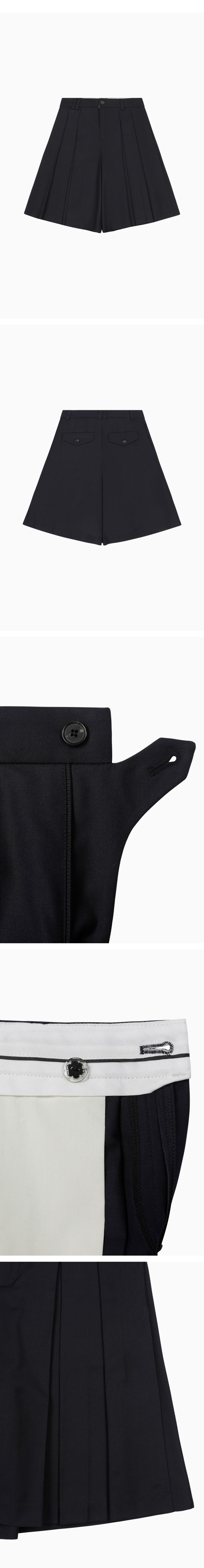 MUSINSA公式 | OHESHIO PLEATS SKIRT MIDI PANTS, NAVY