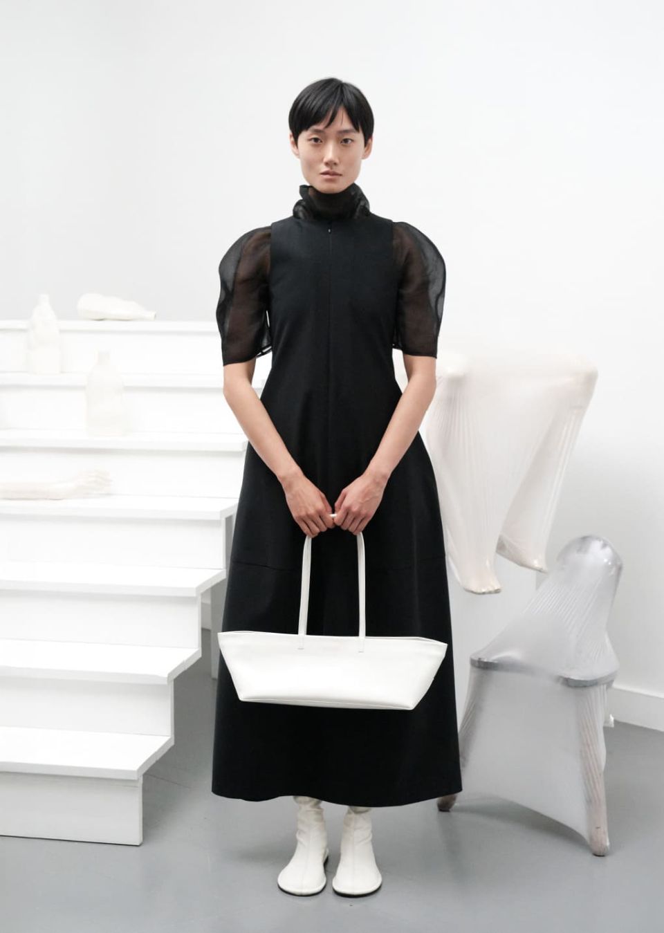 MUSINSA公式 | AMOMENTO KNOTTED COLLAR TOP (3COLORS)