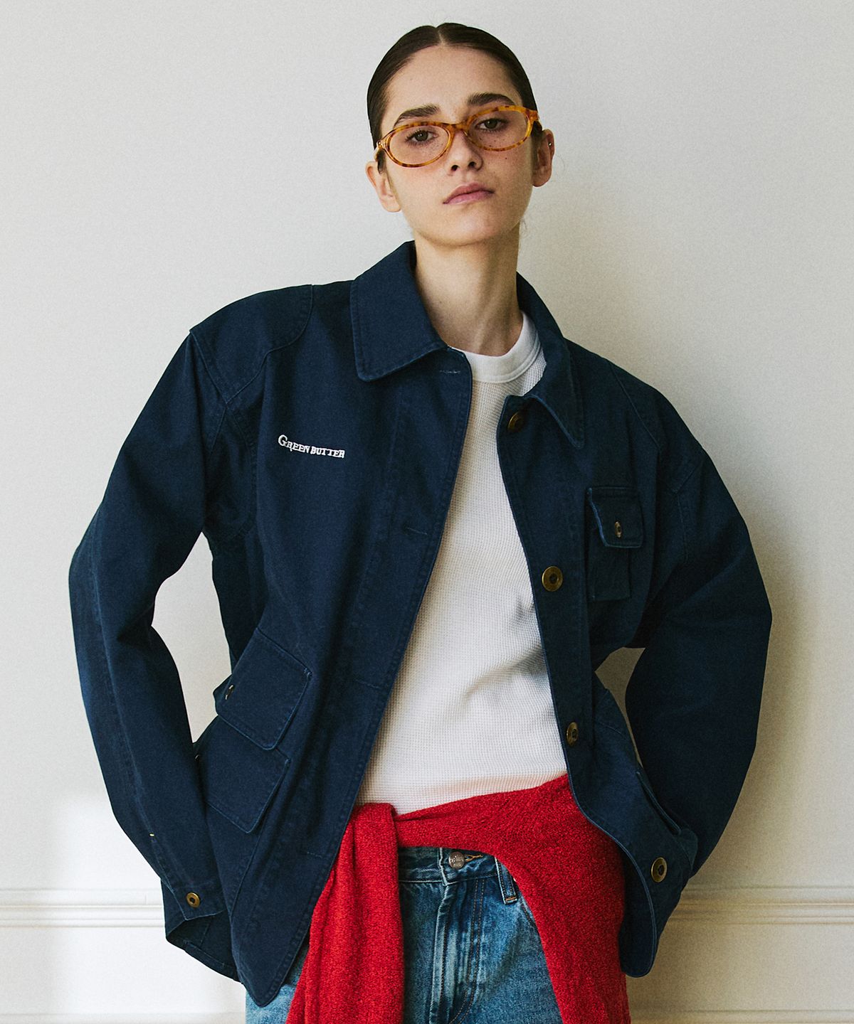 그린버터(GREENBUTTER) Cotton Utility Jacket (Navy)