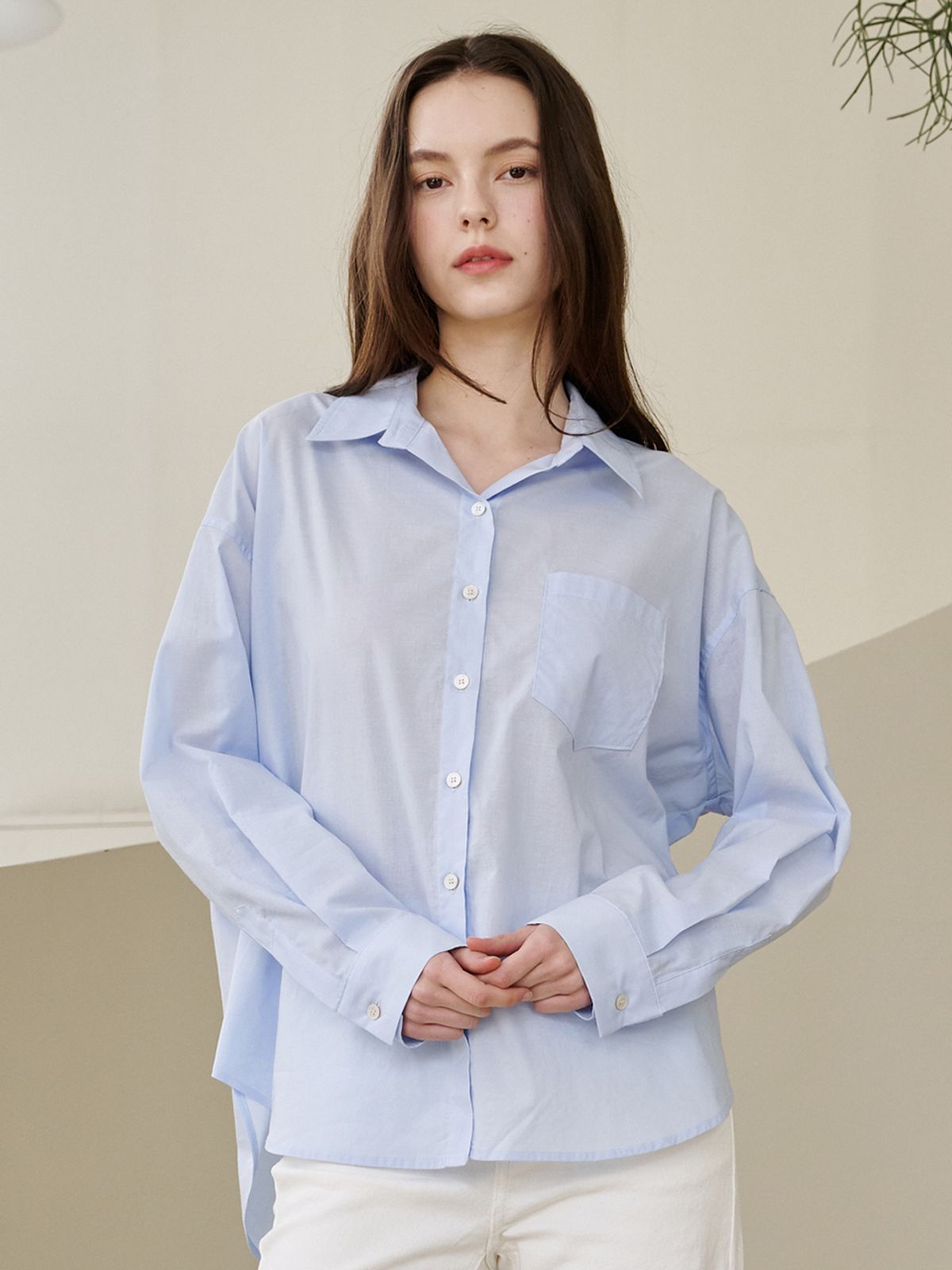 누브(NOUVE) 에센셜 코튼셔츠 - 스카이블루 / Essential Cotton Shirts - Sky Blue