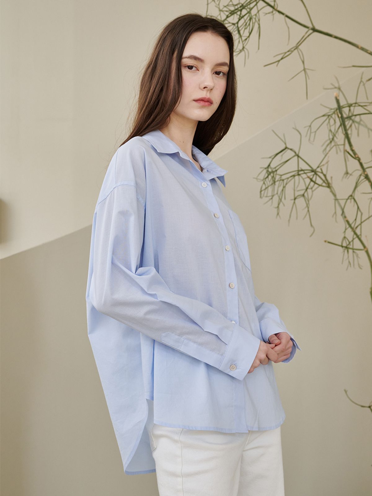 누브(NOUVE) 에센셜 코튼셔츠 - 스카이블루 / Essential Cotton Shirts - Sky Blue