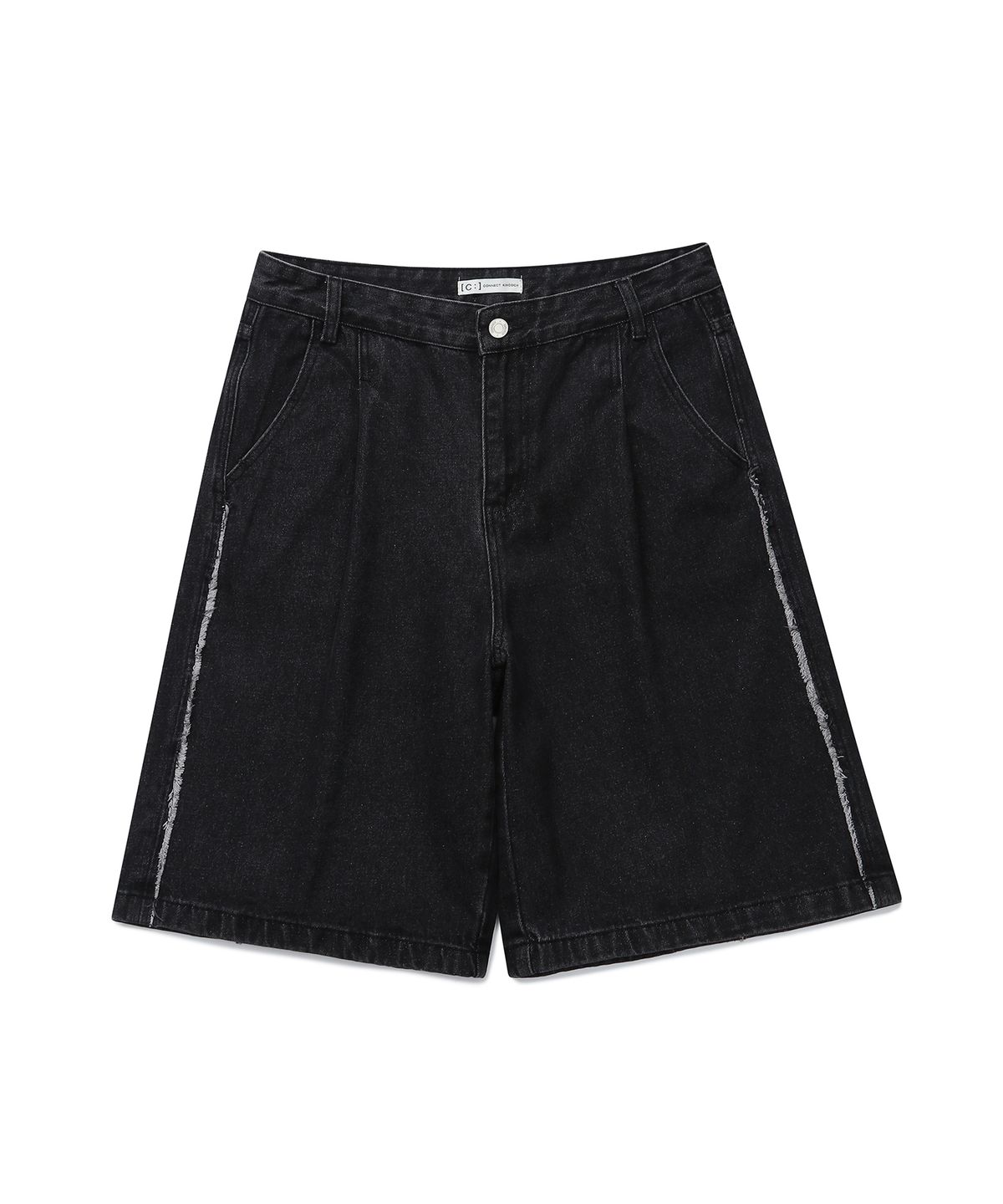 커넥트킨록(CONNECT KINLOCH) 워시드 컷오프 버뮤다 데님  하프팬츠 (워싱블랙)