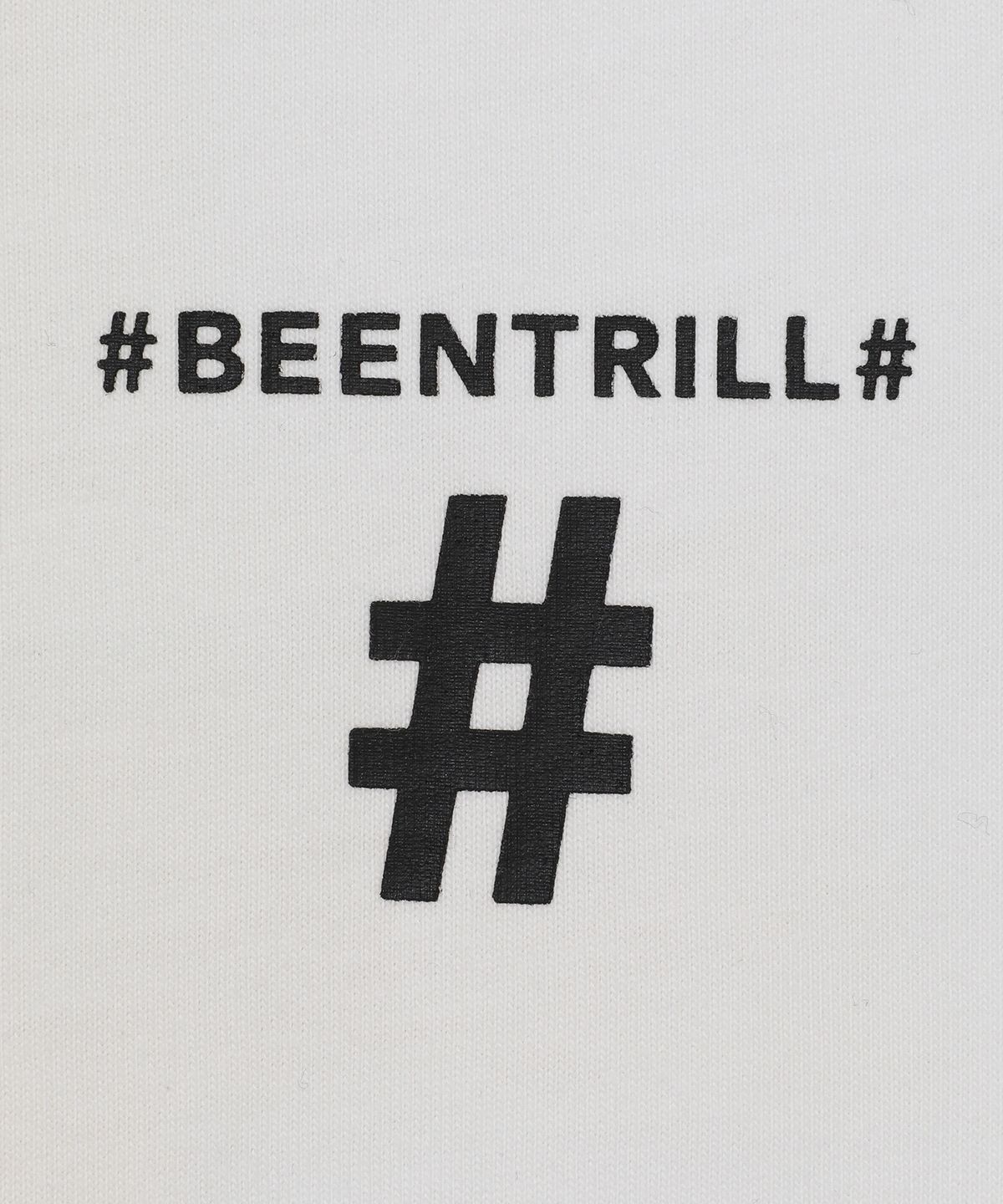 빈트릴(BEENTRILL) 옐로우 테이핑 해시태그 티셔츠(오프 화이트)