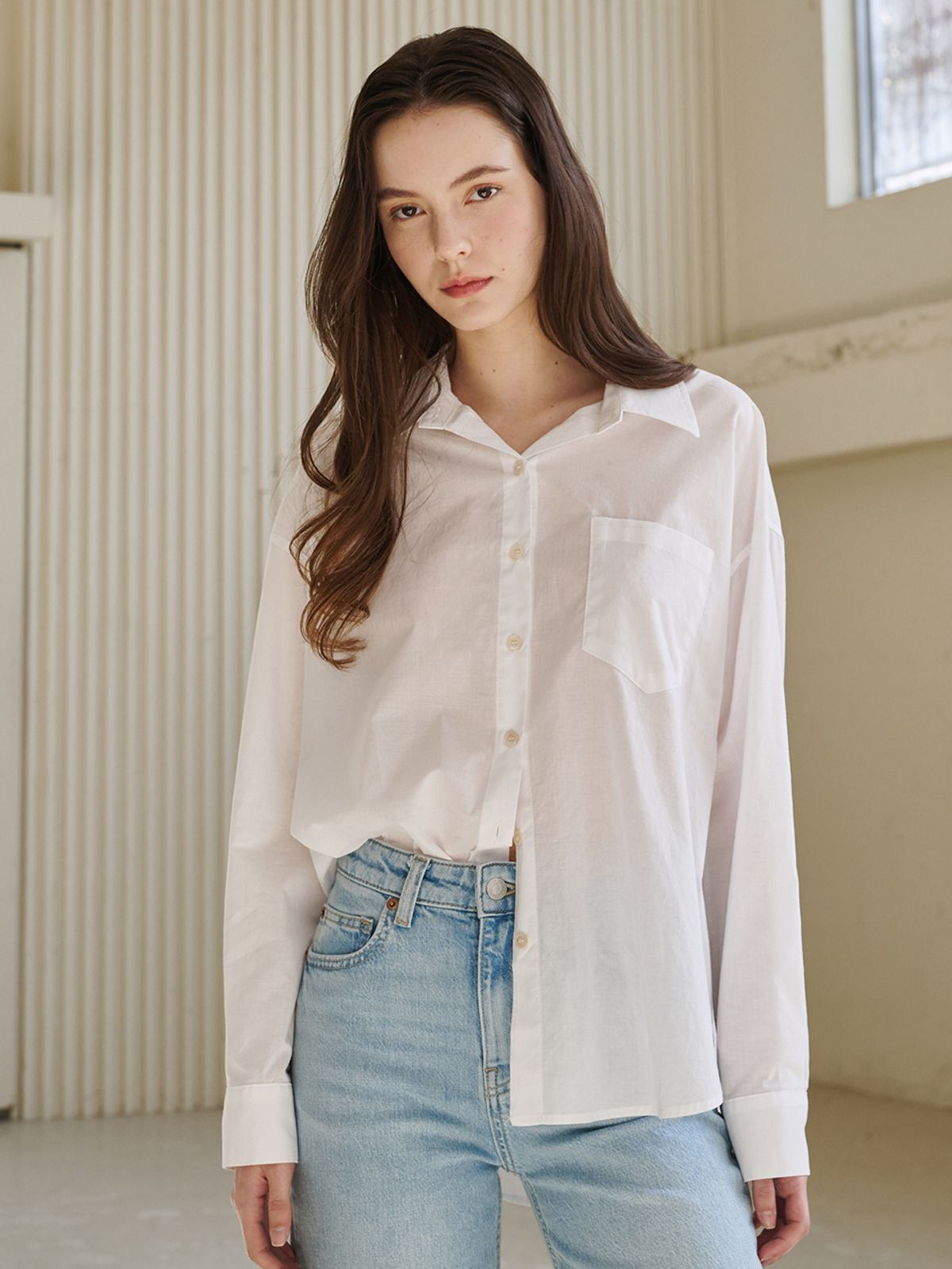 누브(NOUVE) 에센셜 코튼 셔츠 - 화이트 / Essential Cotton Shirts - White