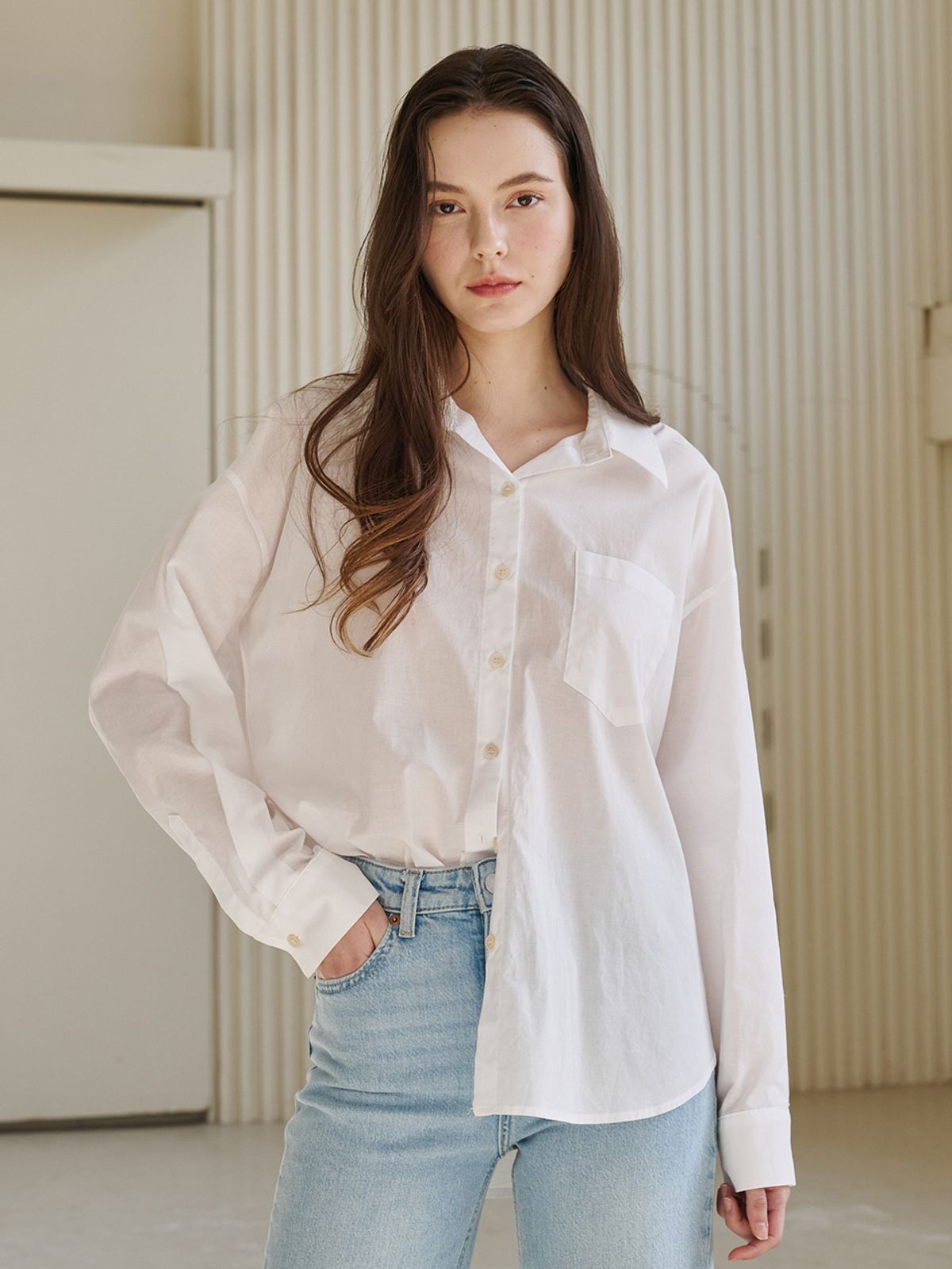 누브(NOUVE) 에센셜 코튼 셔츠 - 화이트 / Essential Cotton Shirts - White