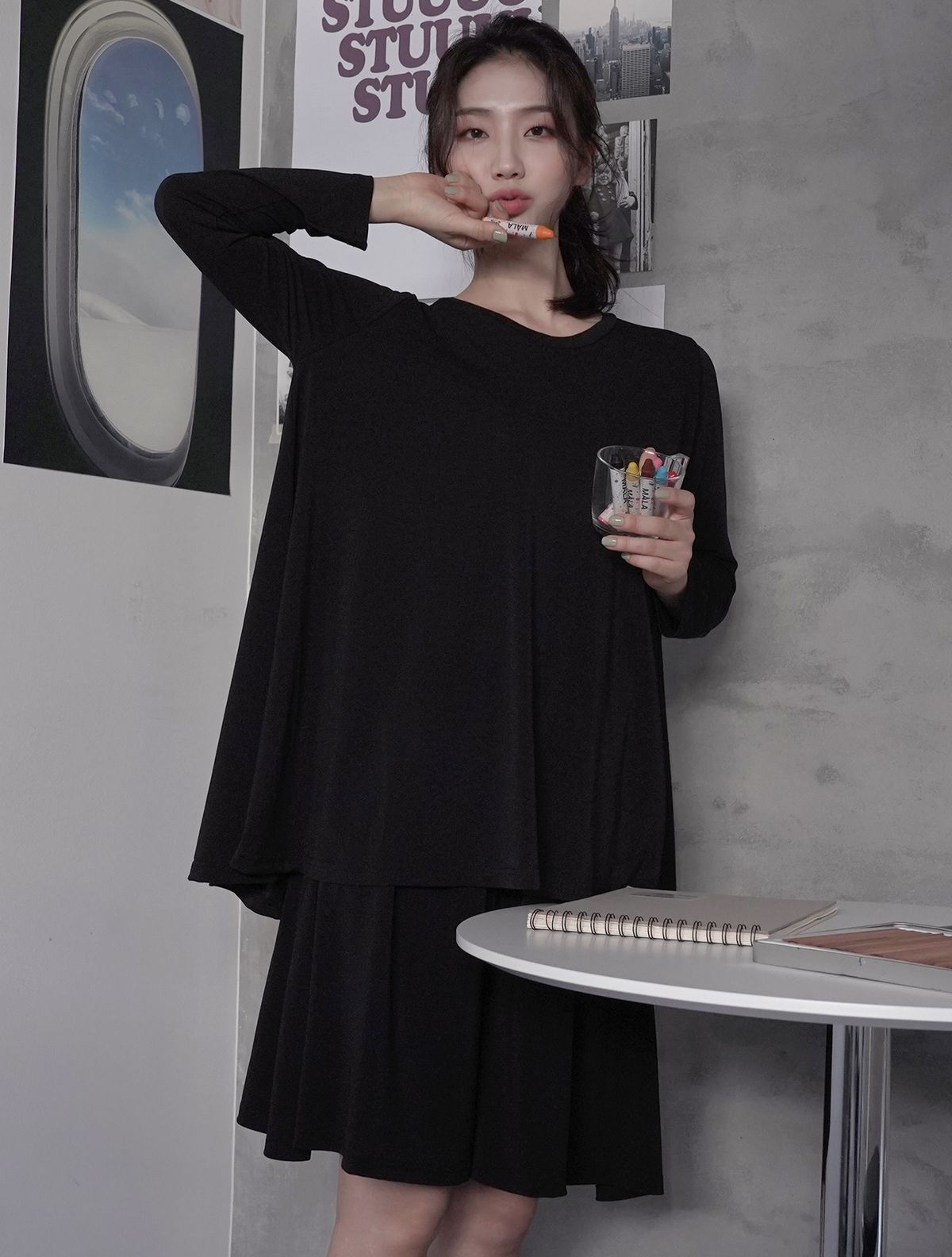 파란(PALAN) 강연 와이드 프릴 반바지 세트
