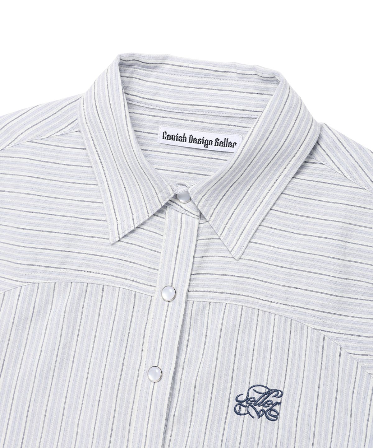 카비시(CAVISH) W STRIPED HALF SLEEVE SHIRT BLUE(CV2FMFW362A)