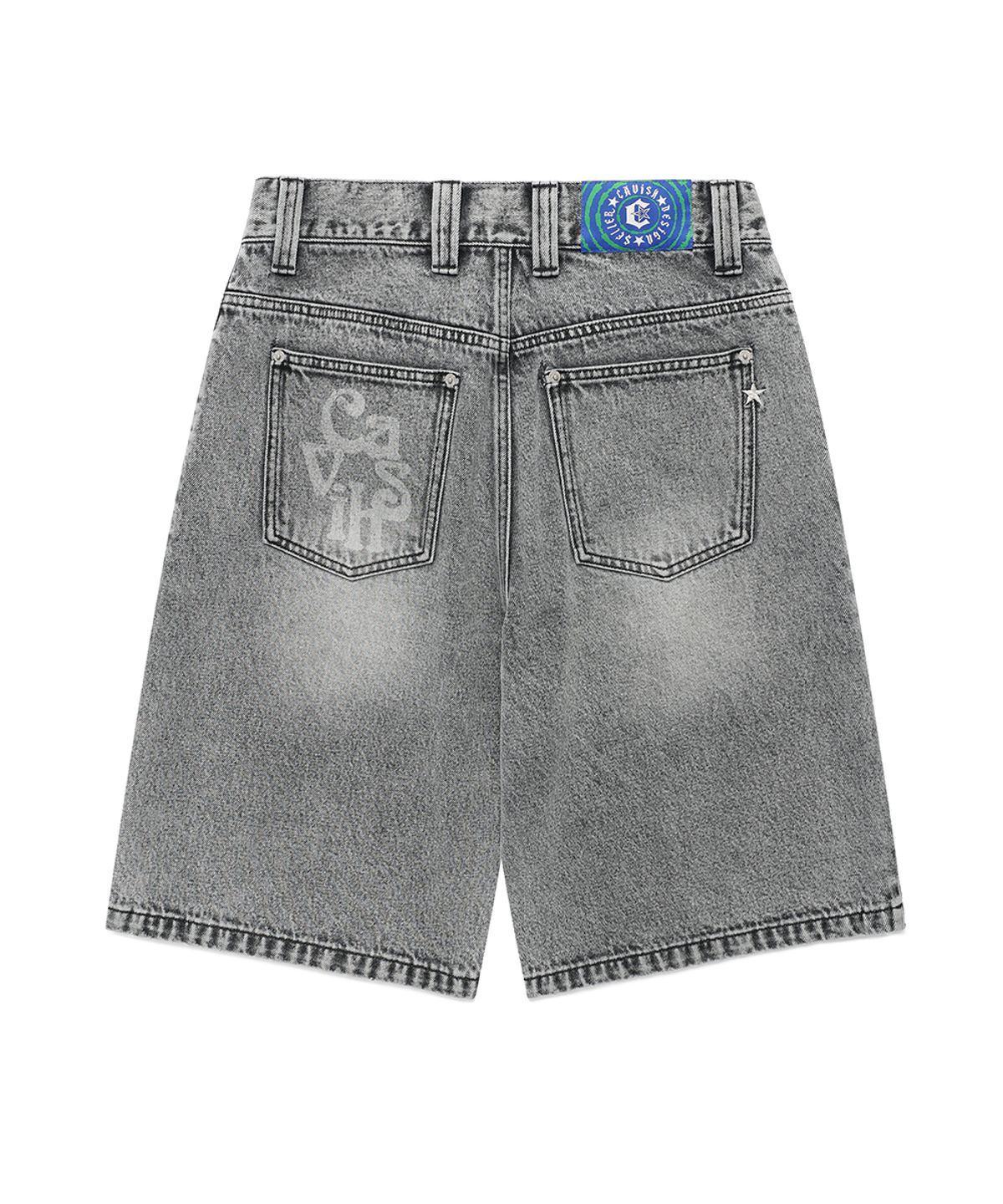 카비시(CAVISH) OVERDYED DENIM SHORTS GREY(CV2FMUD161A)