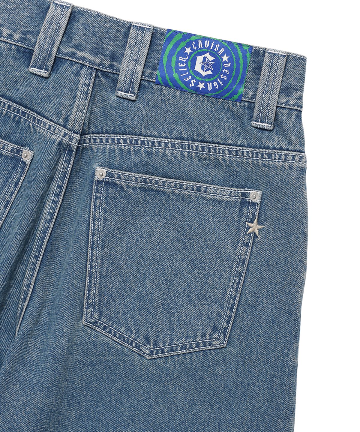카비시(CAVISH) OVERDYED DENIM SHORTS BLUE(CV2FMUD161A)