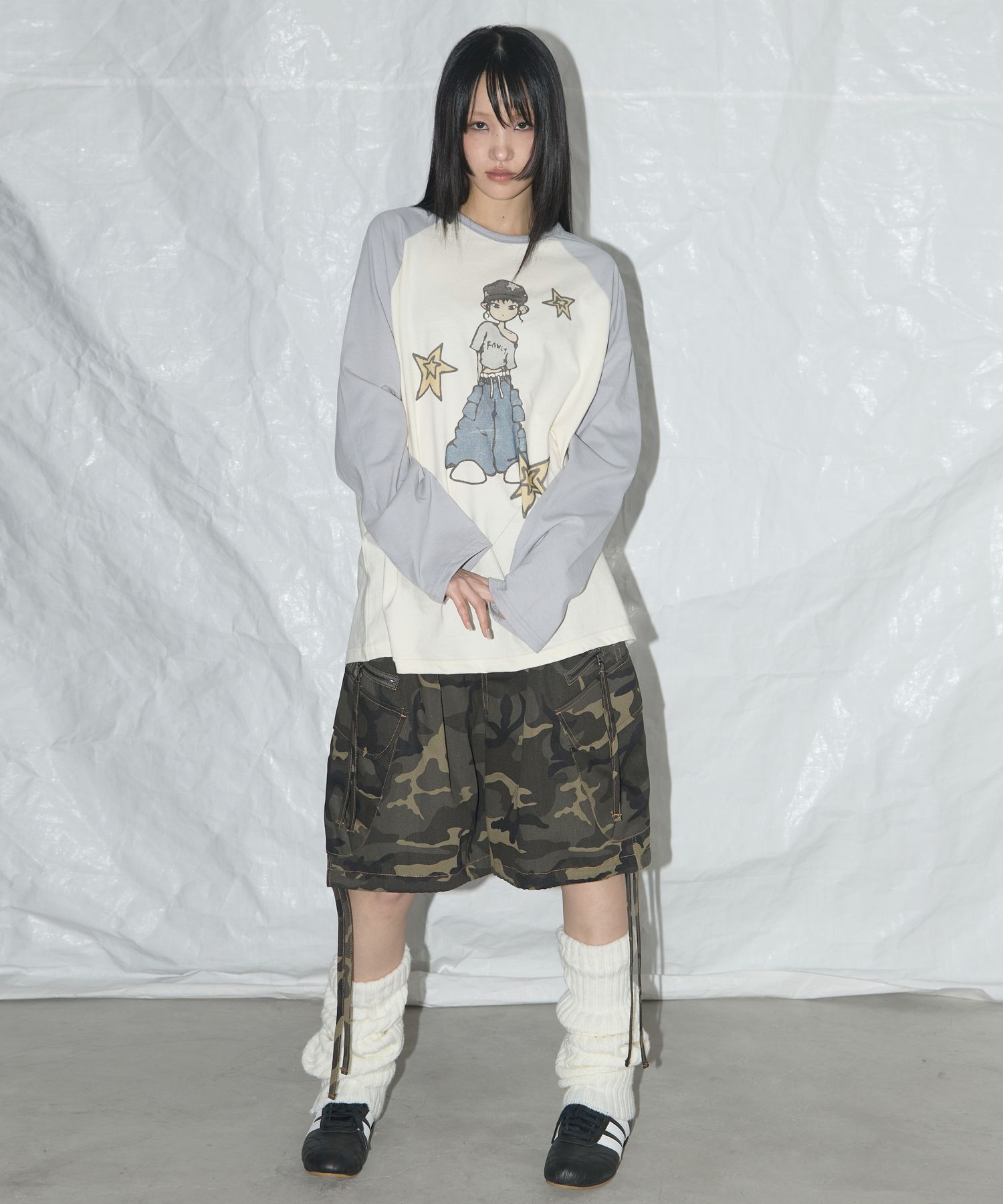 MUSINSA | FANCY CLUB Cargo Lettering Bermuda Pants (KHAKI