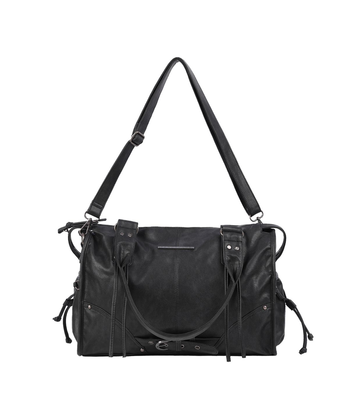 팬시클럽(FANCY CLUB) 벨티드 워싱 레더백 (BLACK) F25QE990