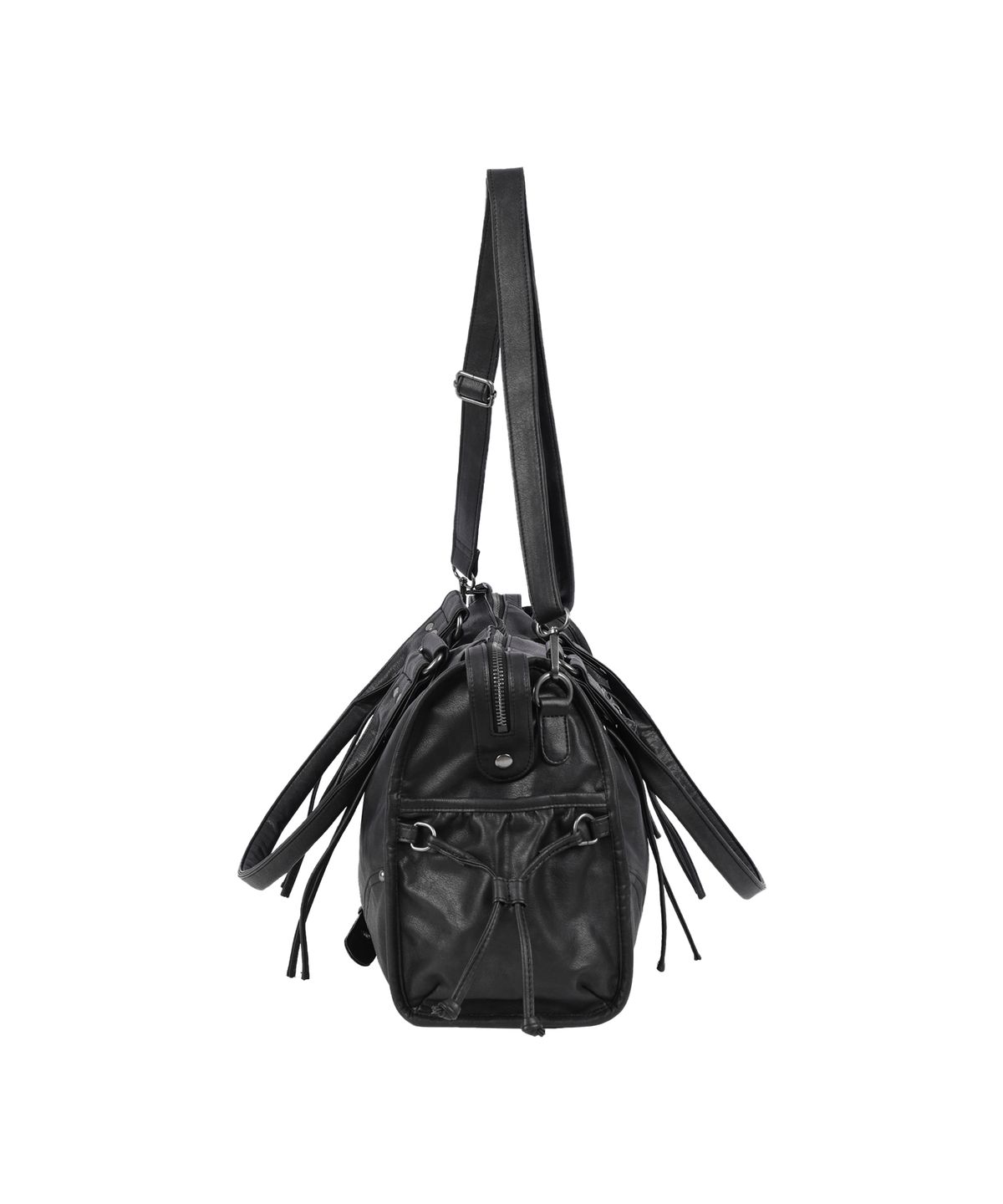 팬시클럽(FANCY CLUB) 벨티드 워싱 레더백 (BLACK) F25QE990