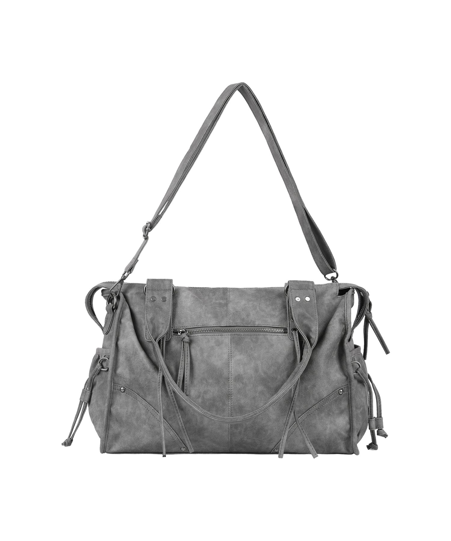 MUSINSA | FANCY CLUB Belted Washed Leather Bag (GRAY) F25QE990