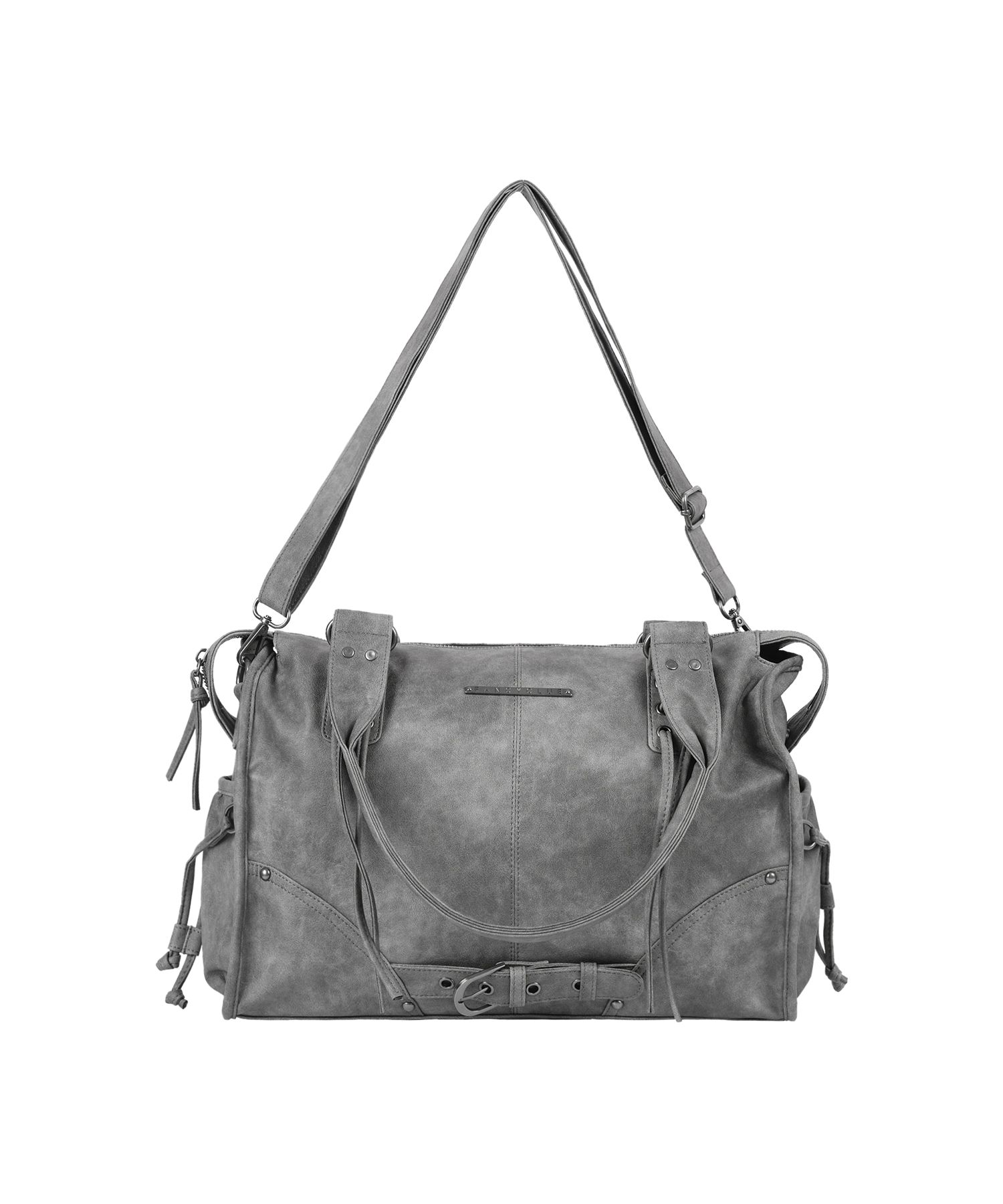 MUSINSA | FANCY CLUB Belted Washed Leather Bag (GRAY) F25QE990