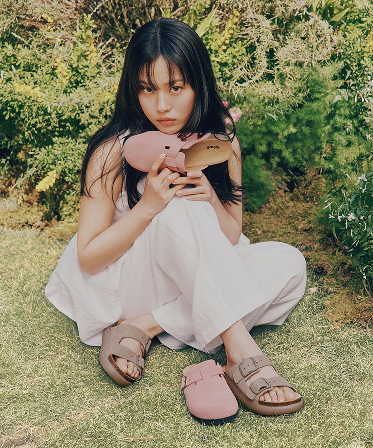 숄(SCHOLL) (WOMEN) 코르크 투스트랩 청키솔 샌들  옐로이시 브라운 (HH54K2C12B)