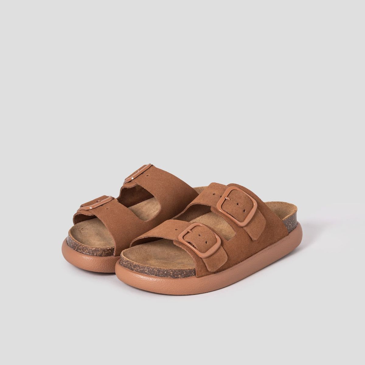 숄(SCHOLL) (WOMEN) 코르크 투스트랩 청키솔 샌들  브릭 (HH54K2C12C)