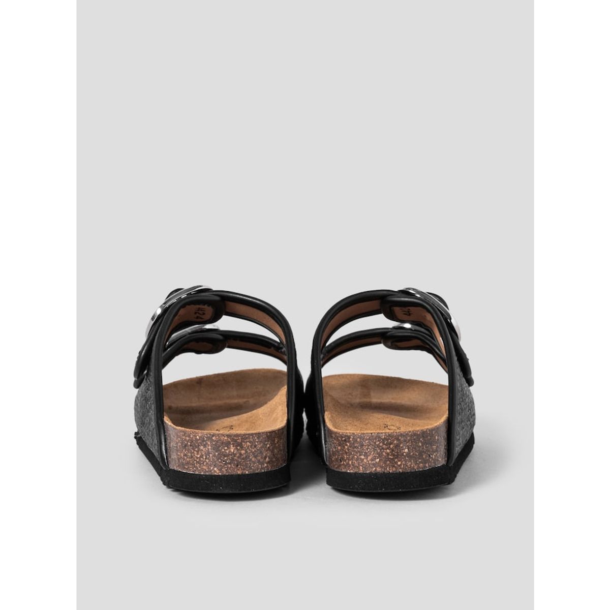 숄(SCHOLL) (WOMEN) 코르크 투스트랩 라피아 샌들  블랙 (HH54K2C135)