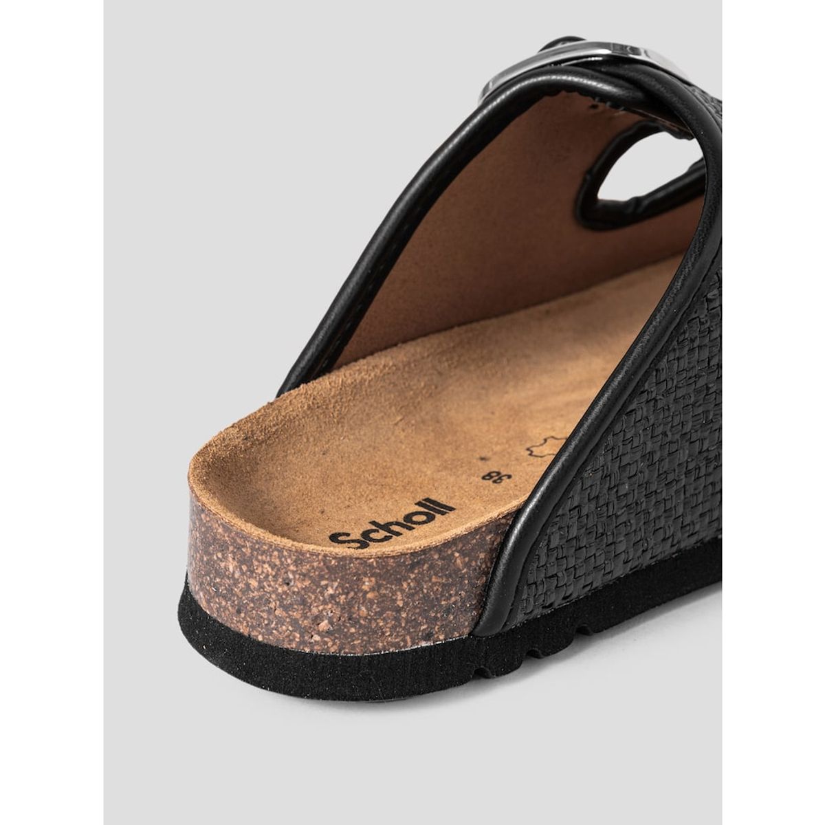 숄(SCHOLL) (WOMEN) 코르크 투스트랩 라피아 샌들  블랙 (HH54K2C135)