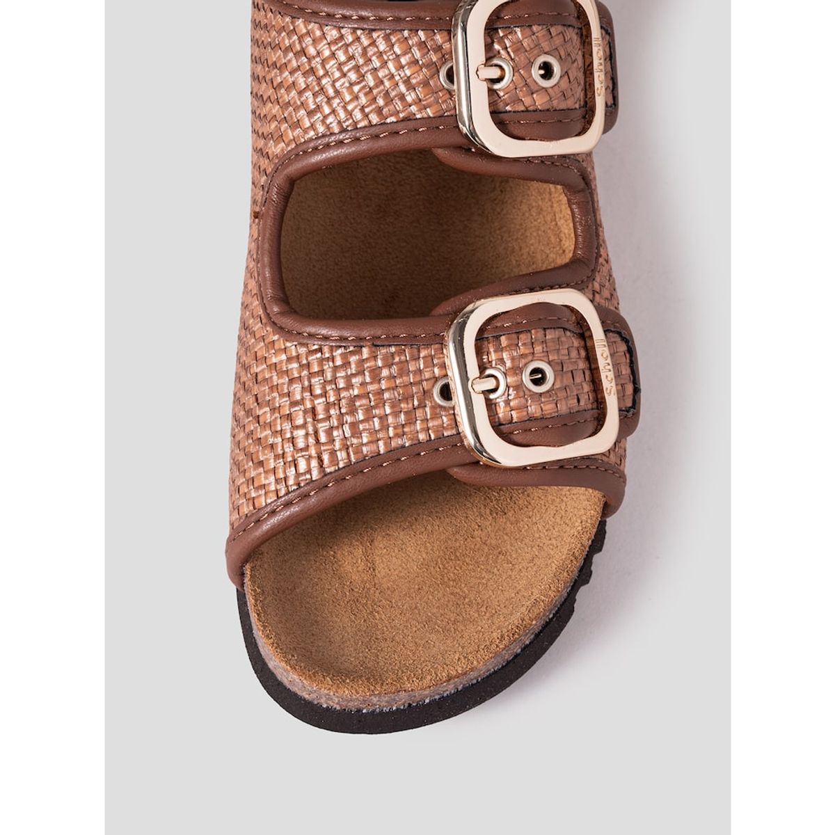 숄(SCHOLL) (WOMEN) 코르크 투스트랩 라피아 샌들  브릭 (HH54K2C13C)