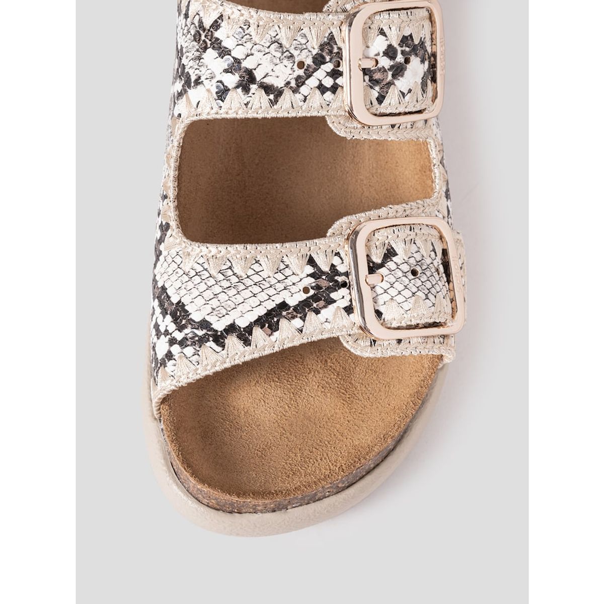 숄(SCHOLL) (WOMEN) 코르크 투스트랩 청키솔 샌들  브라운 (HH54K2C16D)