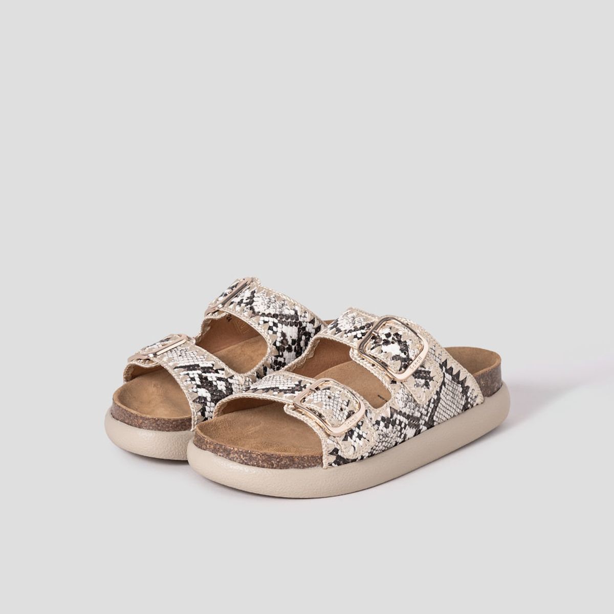 숄(SCHOLL) (WOMEN) 코르크 투스트랩 청키솔 샌들  브라운 (HH54K2C16D)