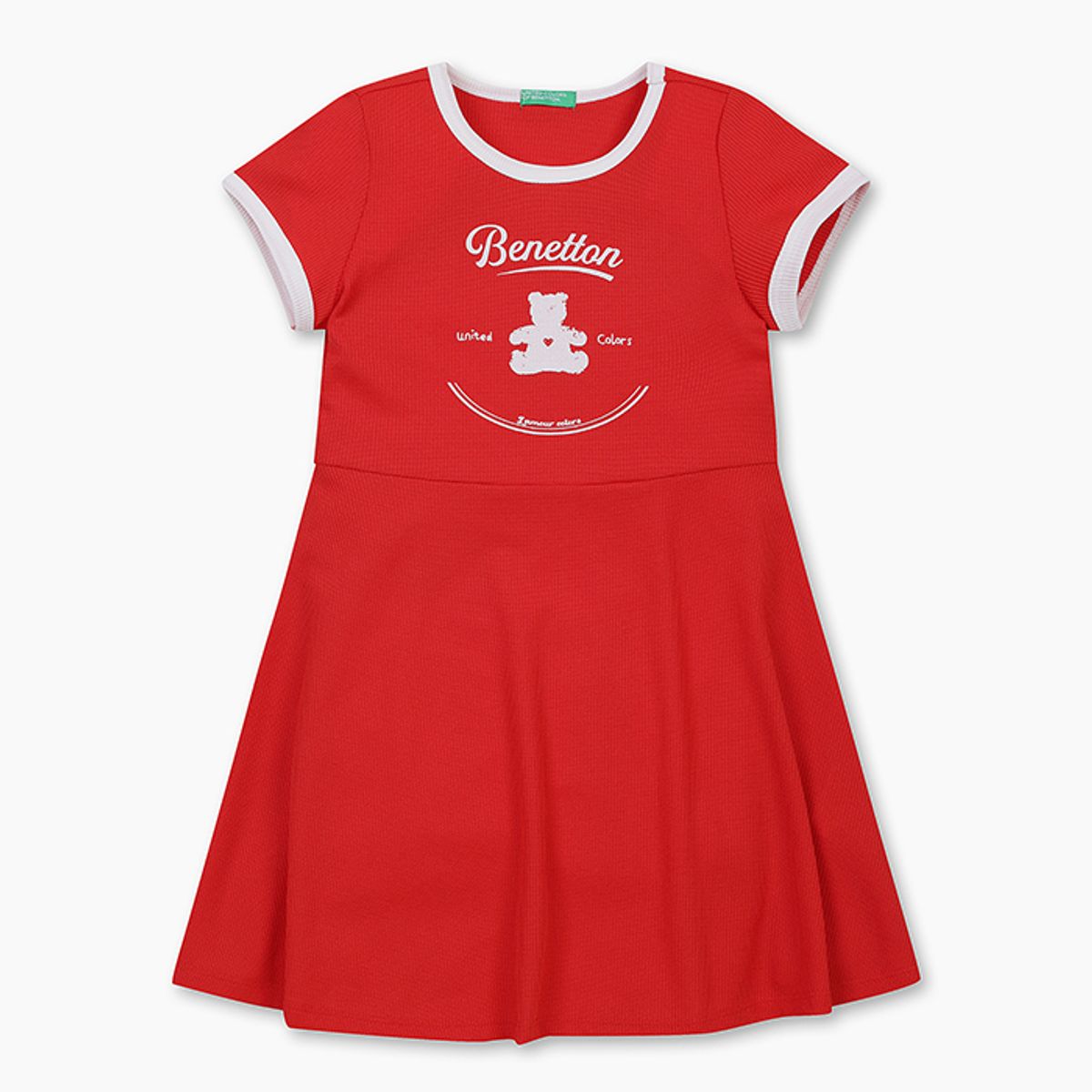 베네통키즈(BENETTONKIDS) 와플 플레어 원피스_QAOP20531RD