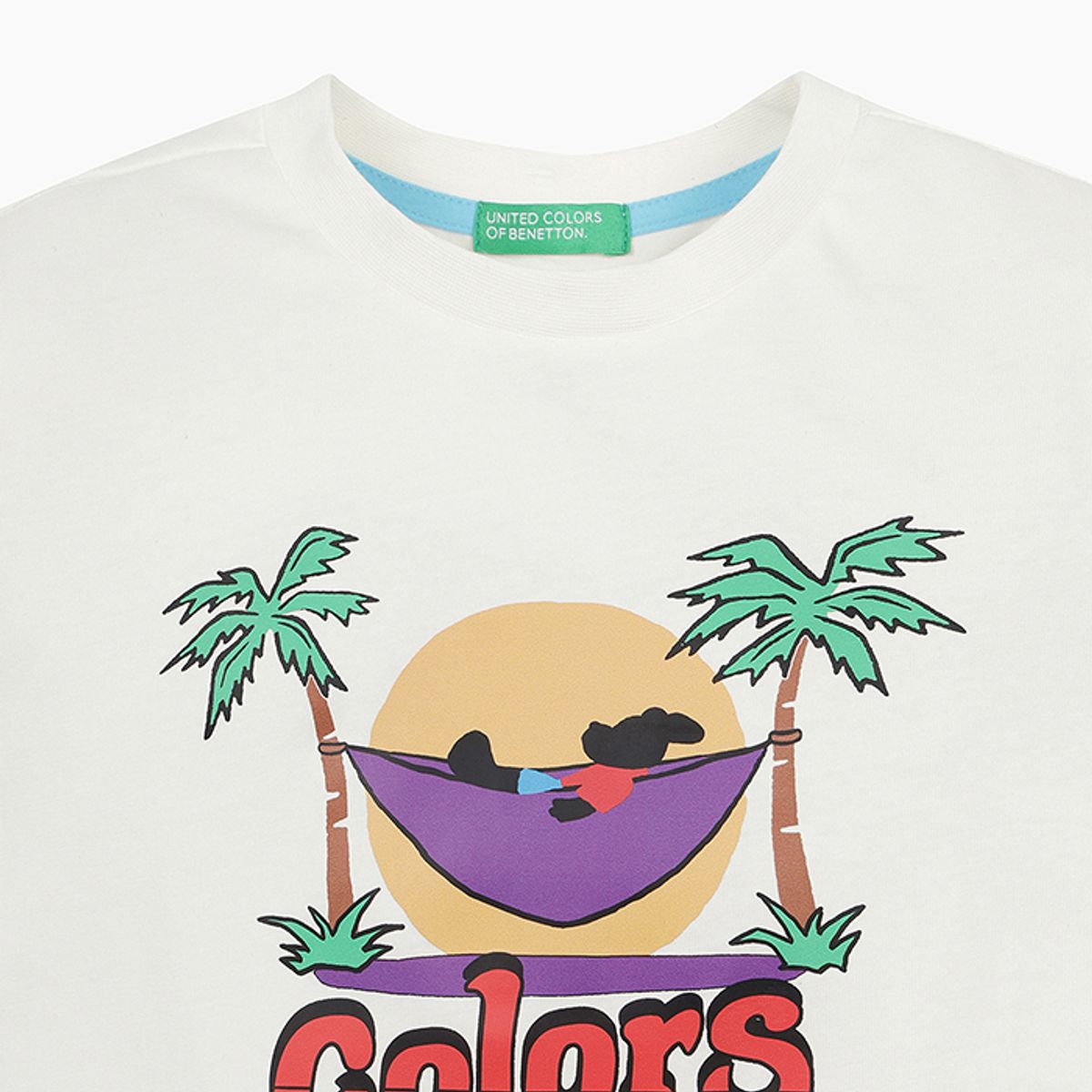 베네통키즈(BENETTONKIDS) 팜비치 그래픽 티셔츠_QATS13531WH