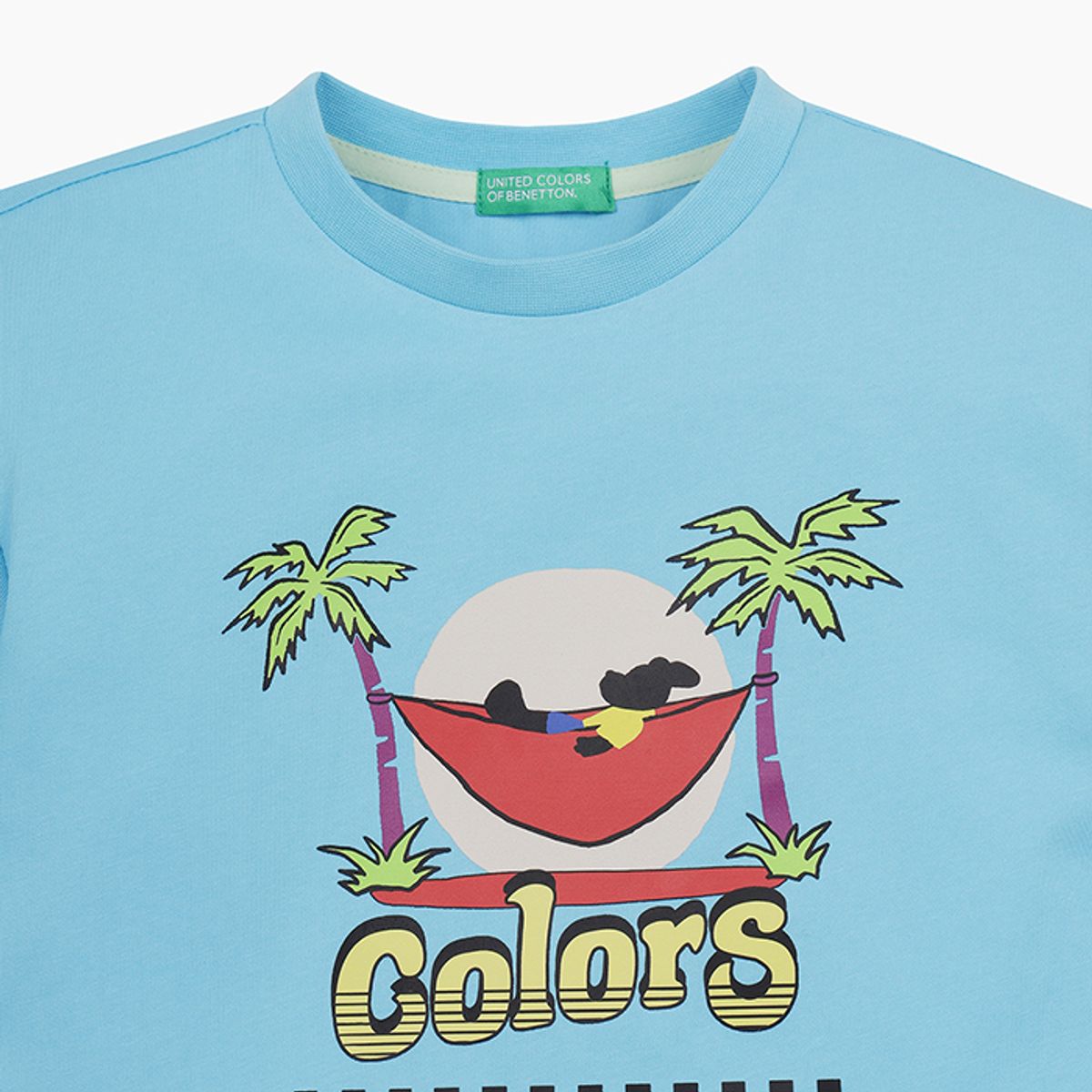 베네통키즈(BENETTONKIDS) 팜비치 그래픽 티셔츠_QATS13531BL