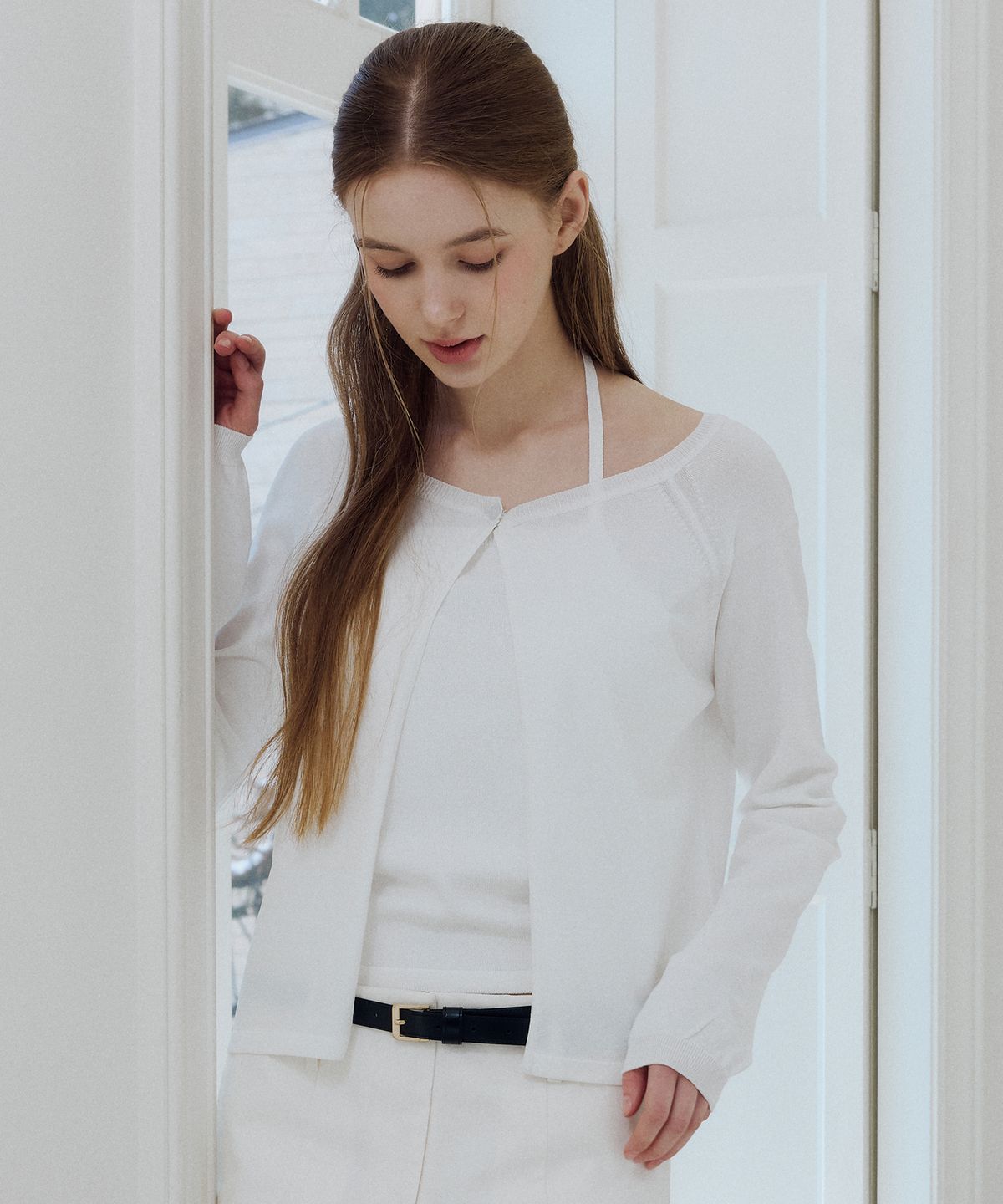 아이토브 서울(ITOV SEOUL) (SET) 원버튼 가디건 셋업 ivory
