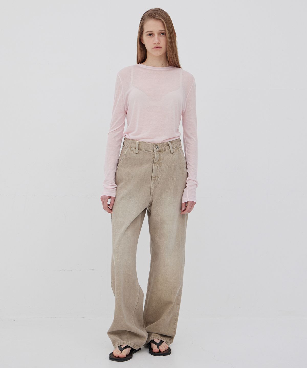 르바(LEVAR) Layered Long Sleeve T-shirt - Soft Pink