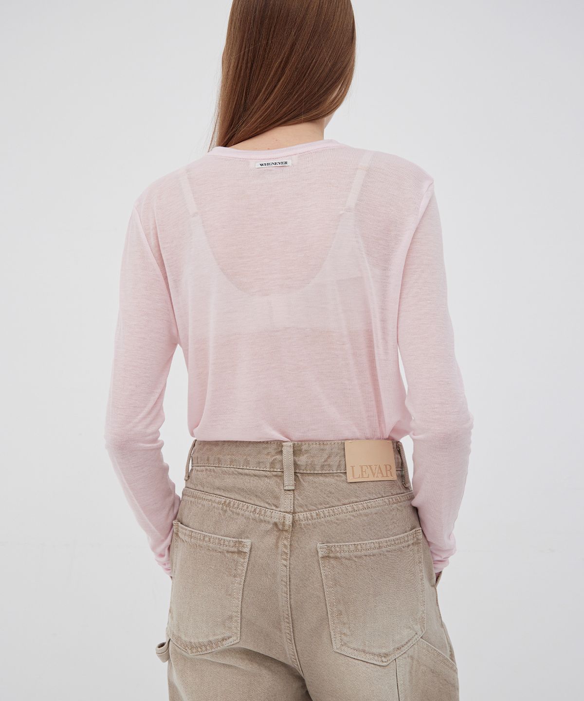 르바(LEVAR) Layered Long Sleeve T-shirt - Soft Pink