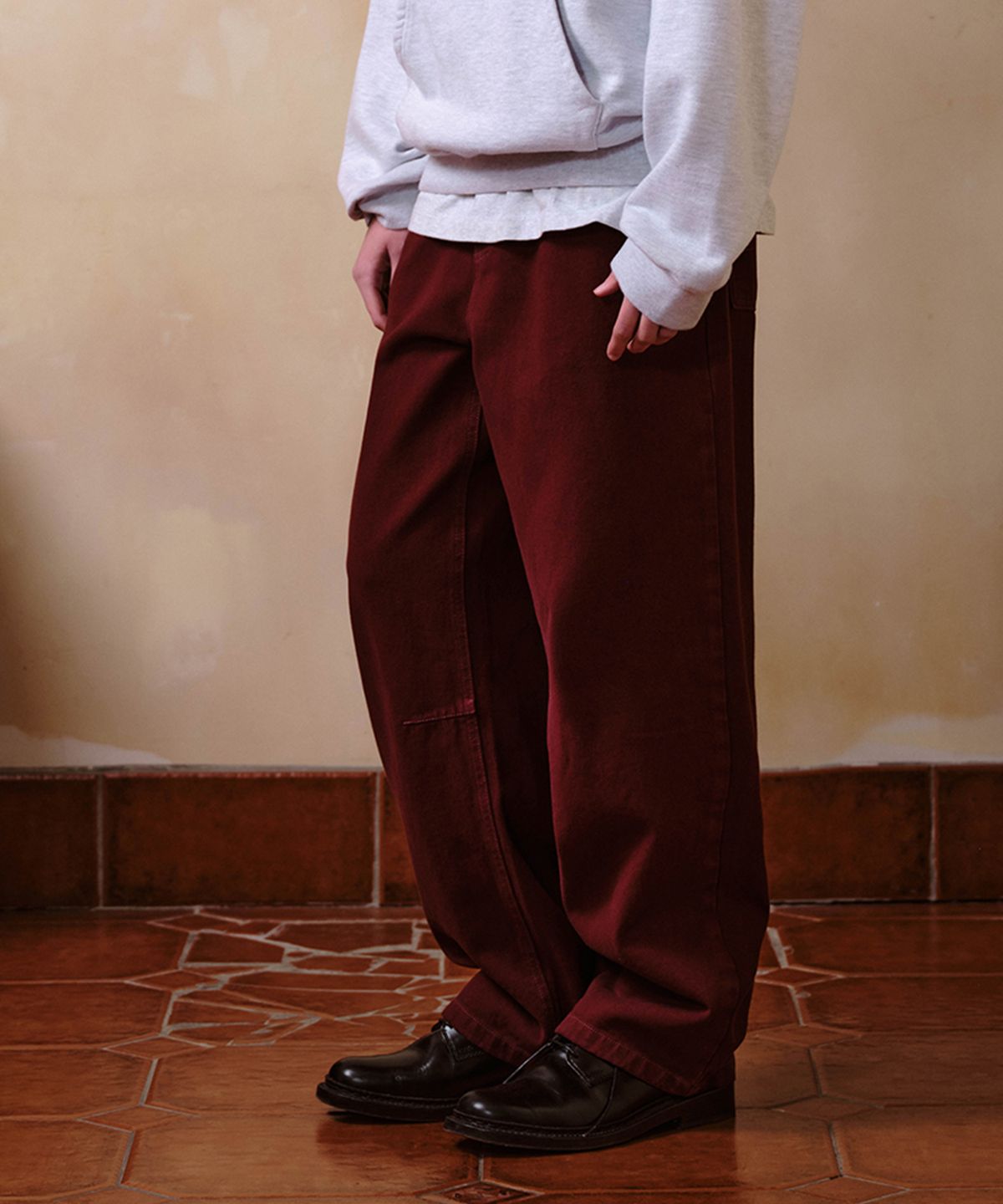 헬로 선라이즈(HELLO SUNRISE) Washed Two Button Denim Pants_Burgundy