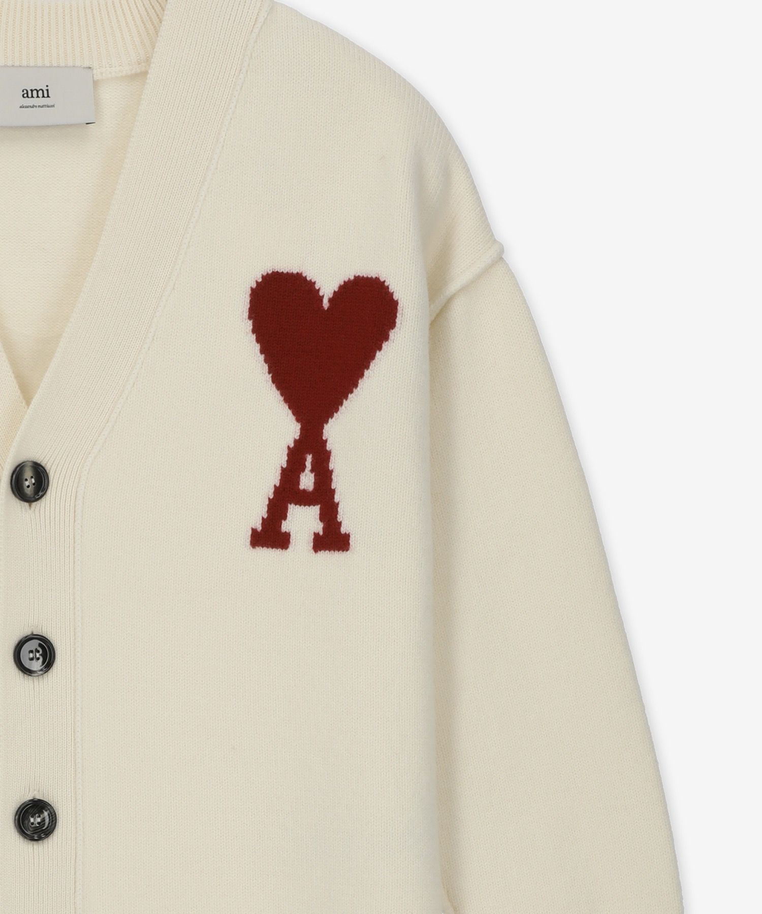 ★AMI PARIS★ Big Heart Intarsia Logo Wool Cardigan Off Whit MUSINSA | AMI Big Heart Intarsia Logo Wool Cardigan - Off