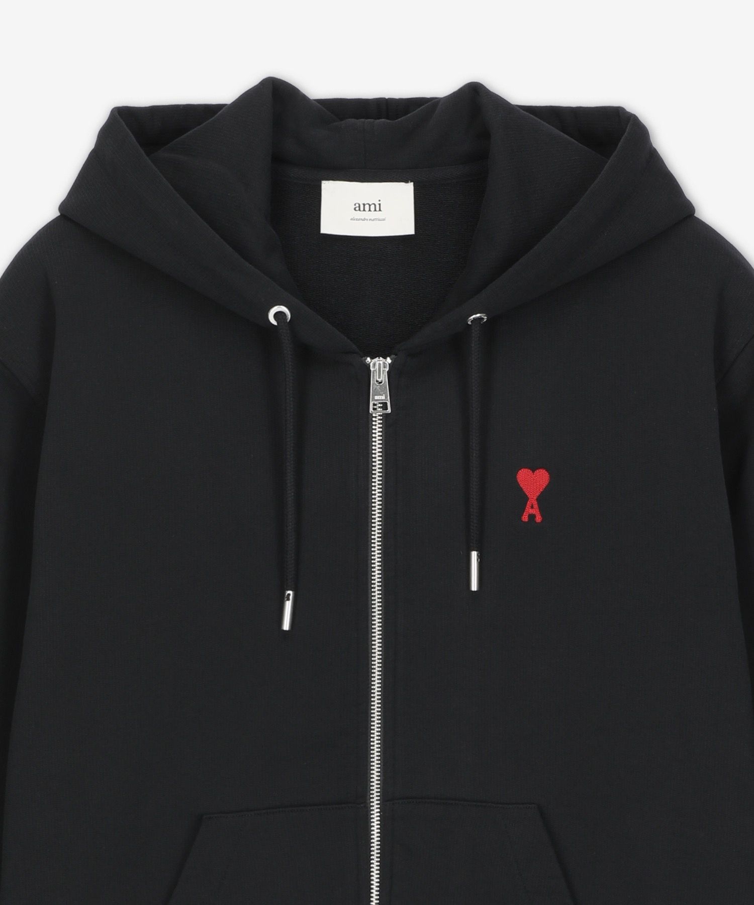 【AMI】Heart logo hood sweatshirt フード★正規品★ MUSINSA | AMI Red Heart Logo Zip-Up Hoodie - Black