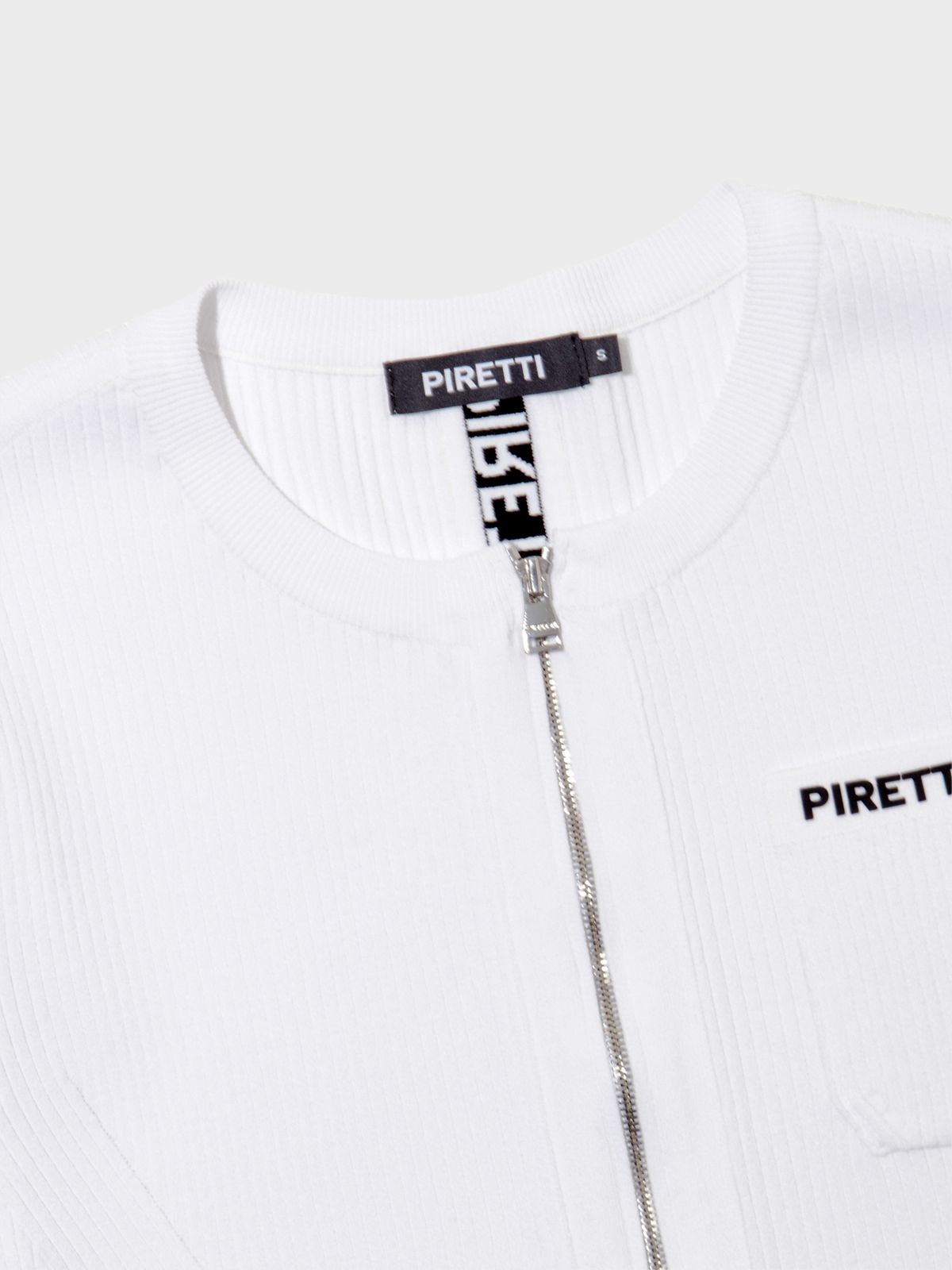 피레티(PIRETTI) 사보나 립조직 풀집업 W_White