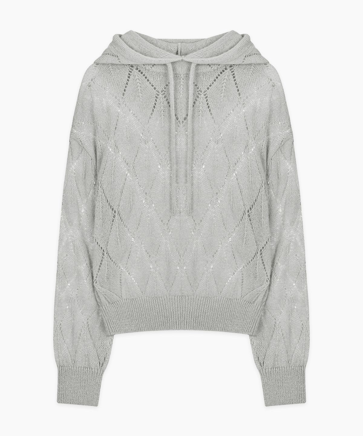 시눈(SINOON) Diamond Hooded Knit (Melange Grey)