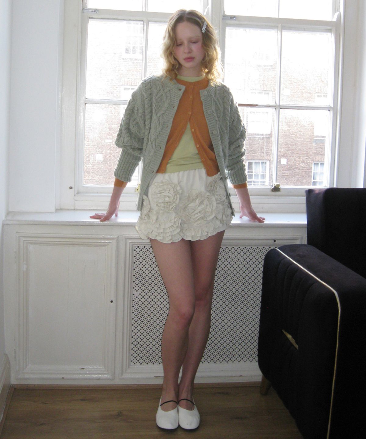 시눈(SINOON) Twisted Puff Cardigan (Mint)