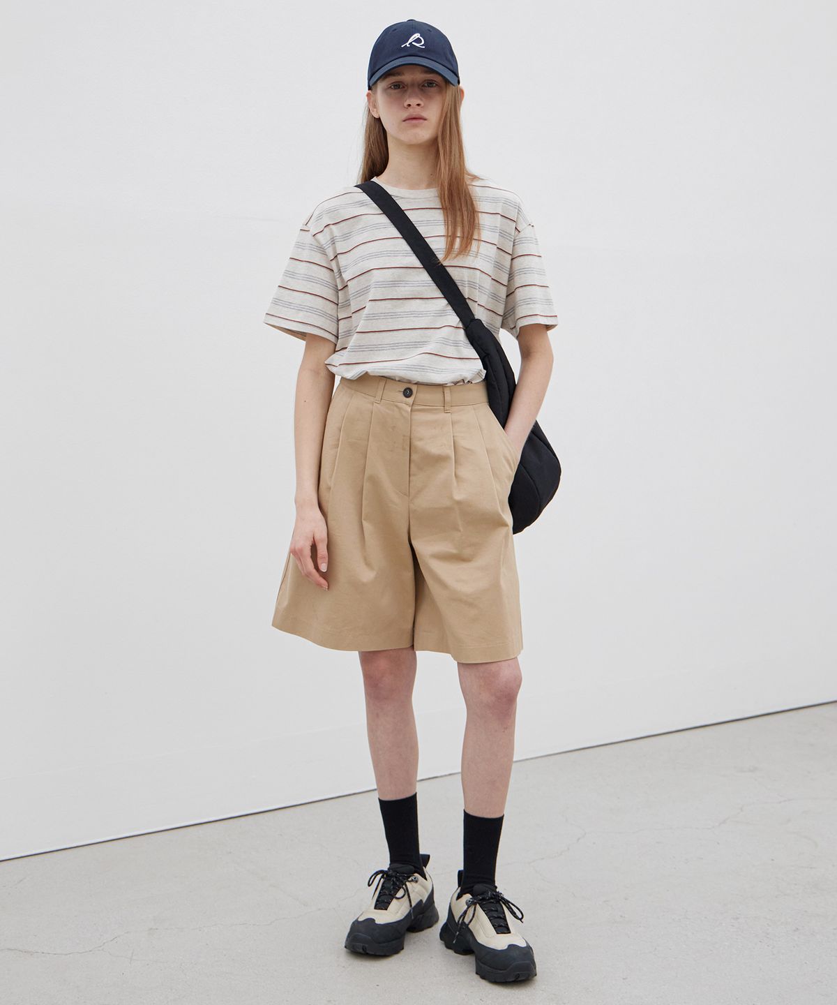 르바(LEVAR) Bliss Stripe Cotton T-shirt - Multi Brown