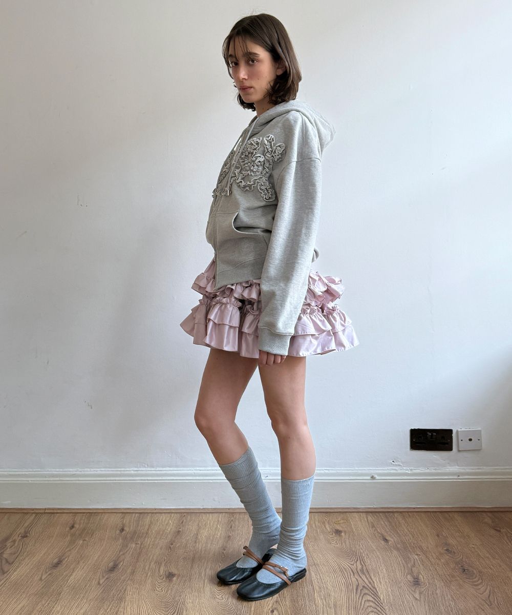 【Sinoon】 Rose Frill Oversized-Fit Hooded Zip-Up /追跡付 MUSINSA | SINOON Rose Frill Oversized-Fit Hooded Zip-Up